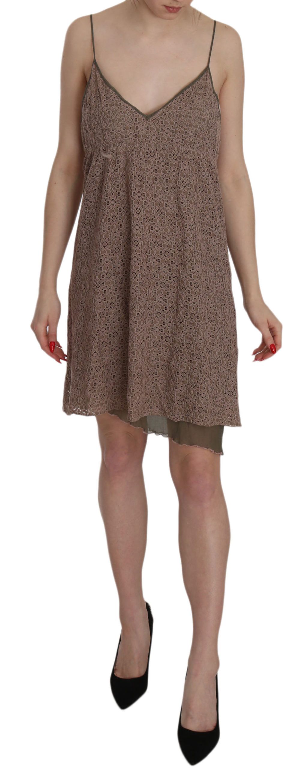 PINK MEMORIES - Cotton Green Spaghetti Strap A-line Mini Dress