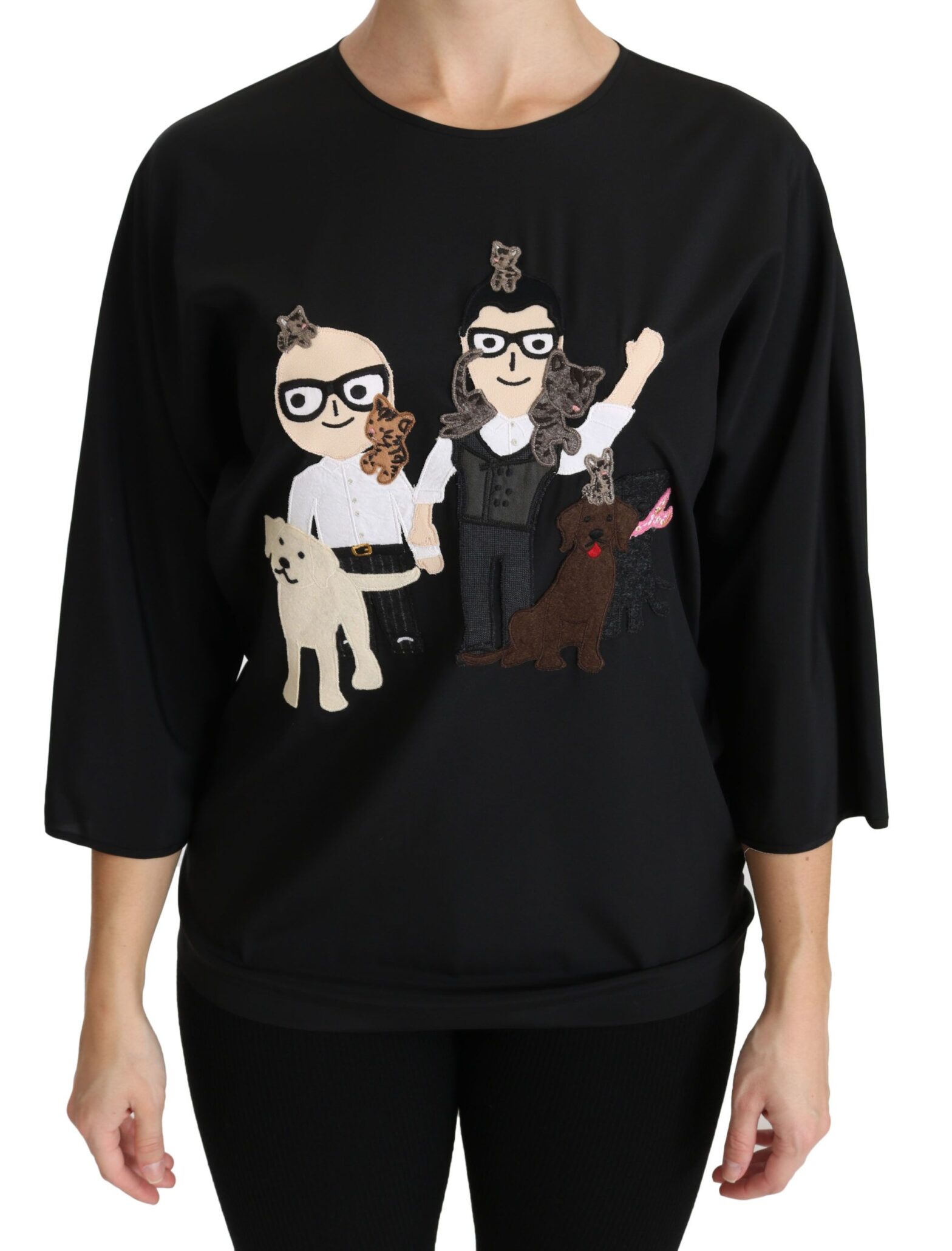 Dolce & Gabbana - Black #dgfamily Top T-shirt Silk Blouse