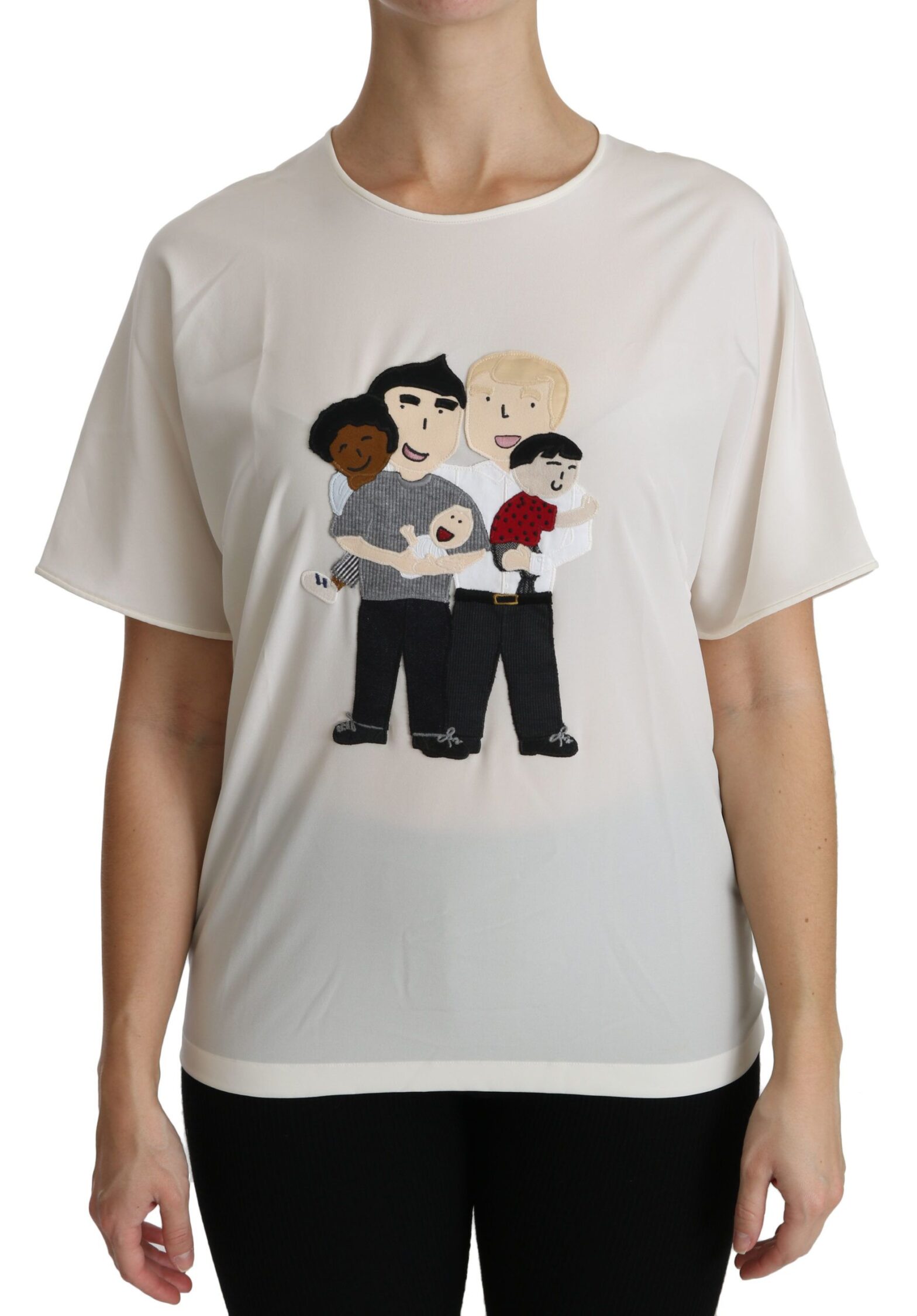 Dolce & Gabbana - White #dgfamily Patch Short Sleeve Blouse Top