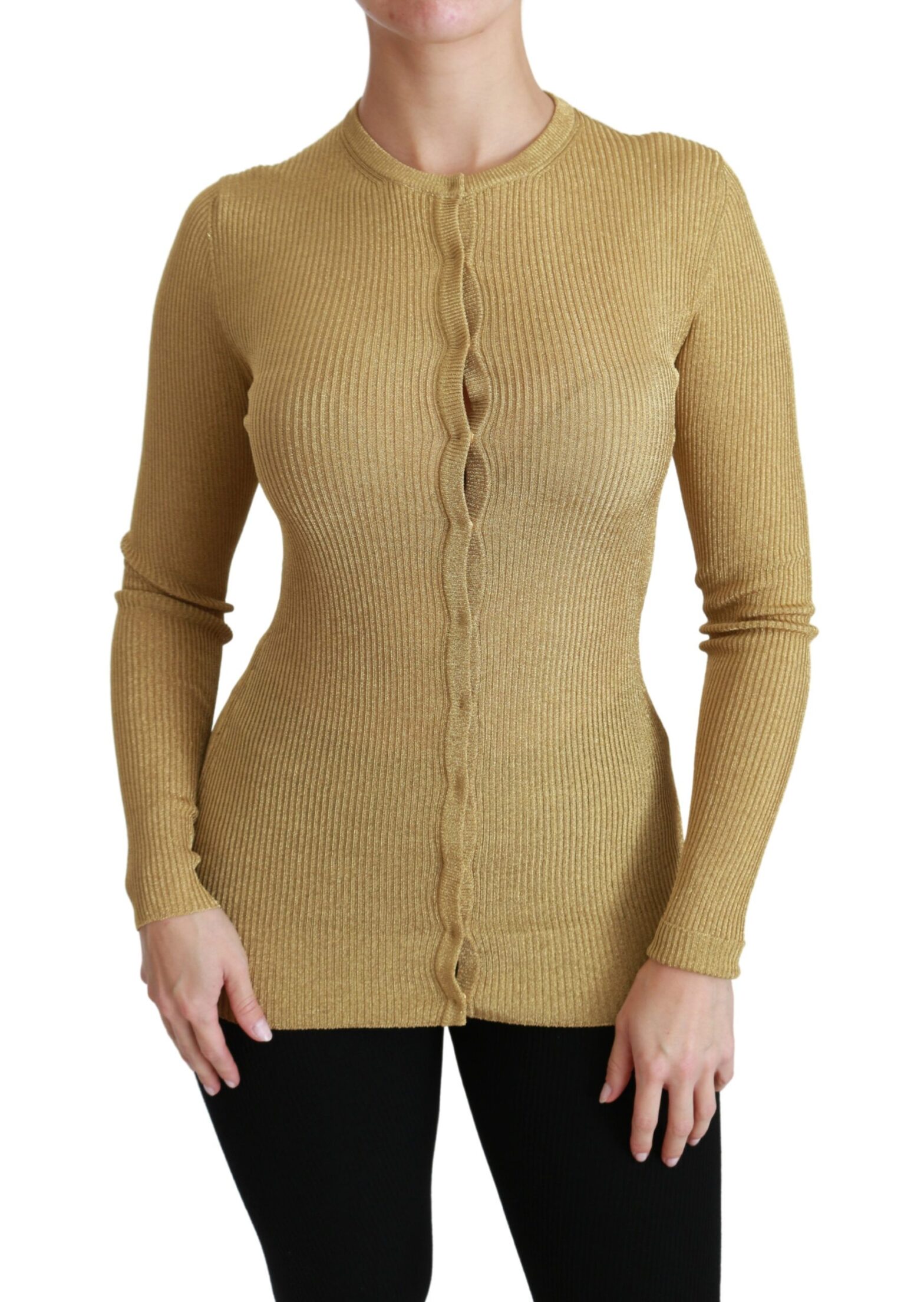 Dolce & Gabbana - Gold Long Sleeve Cardigan Viscose Sweater