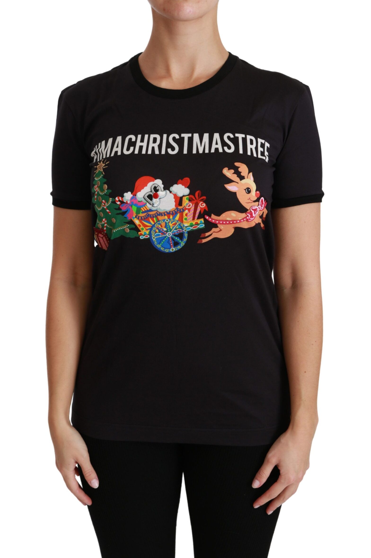 Dolce & Gabbana - Black #ImAChristmasTree Crewneck Top T-shirt
