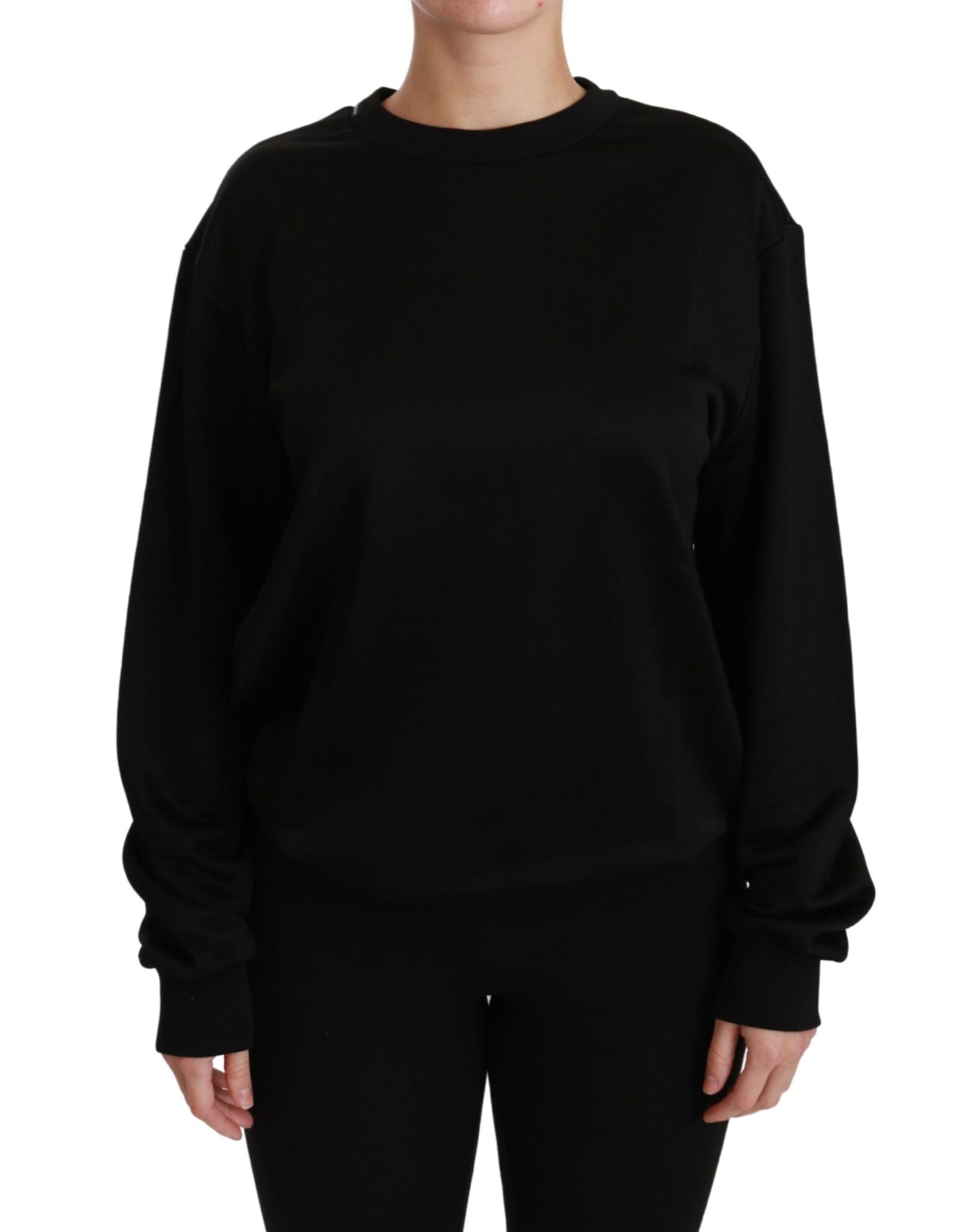 Dolce & Gabbana - Black Cotton Crewneck Pullover Sweater