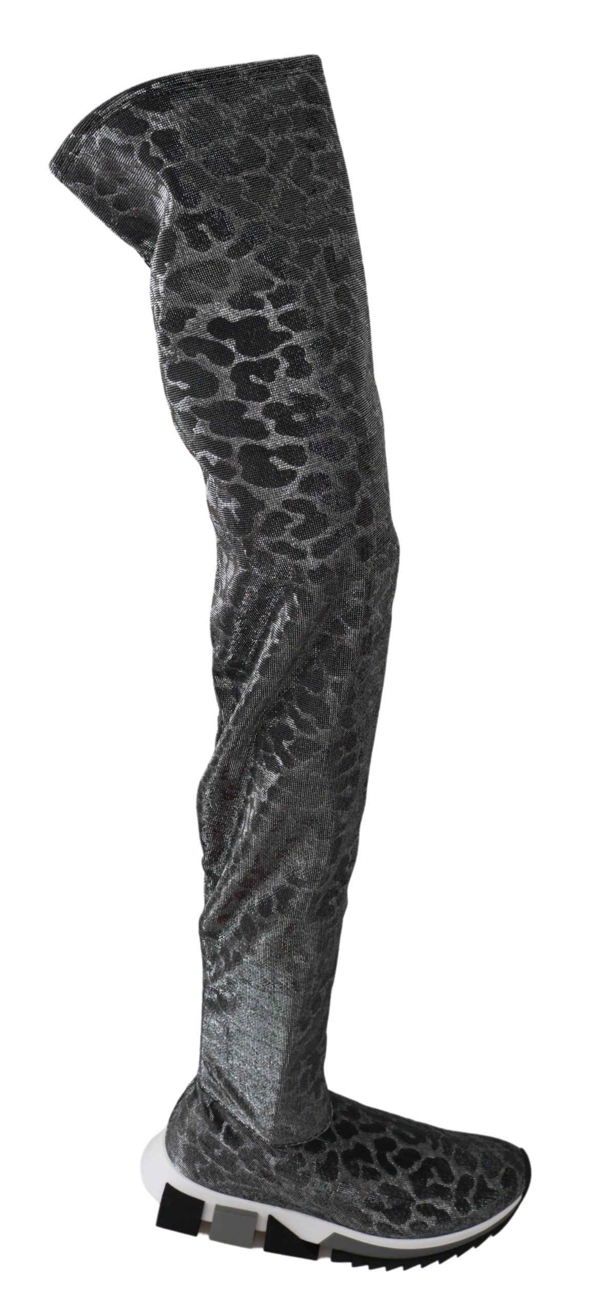 Dolce & Gabbana - Gray Leopard High Top Sneakers Booties Shoes