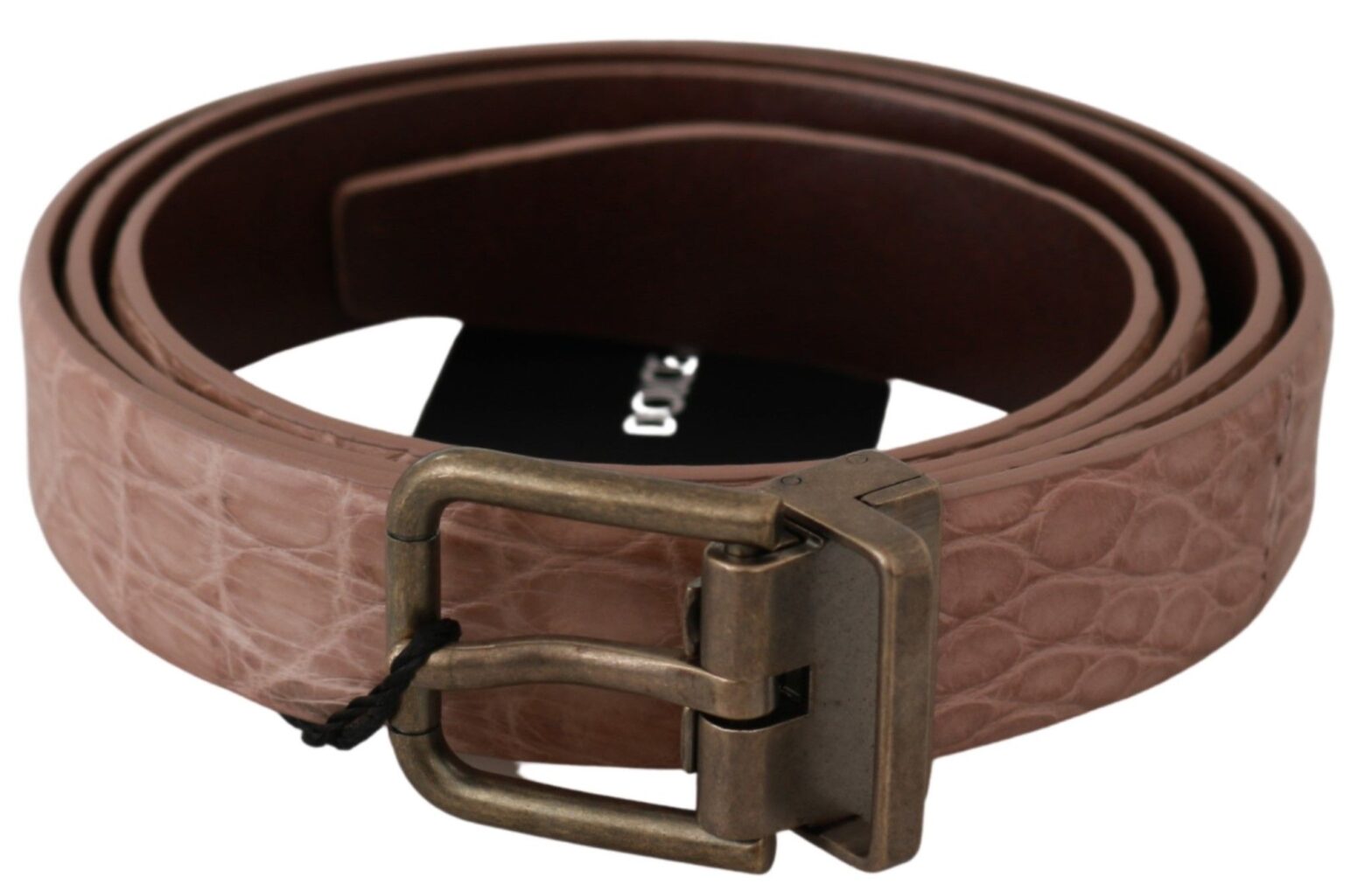 Dolce & Gabbana - Beige Exotic Skin Gold Buckle Leather Belt