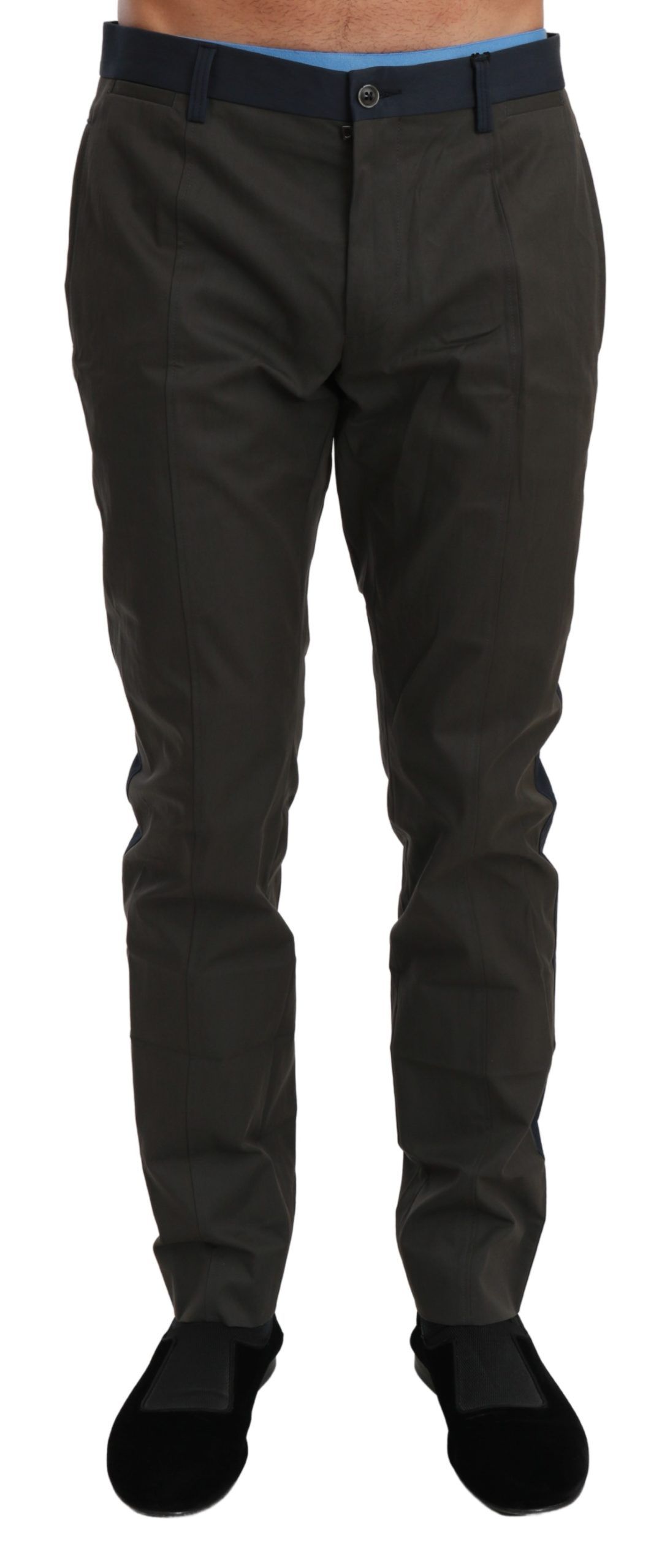 Dolce & Gabbana - Blue Gray Stripes Trouser Cotton Pants
