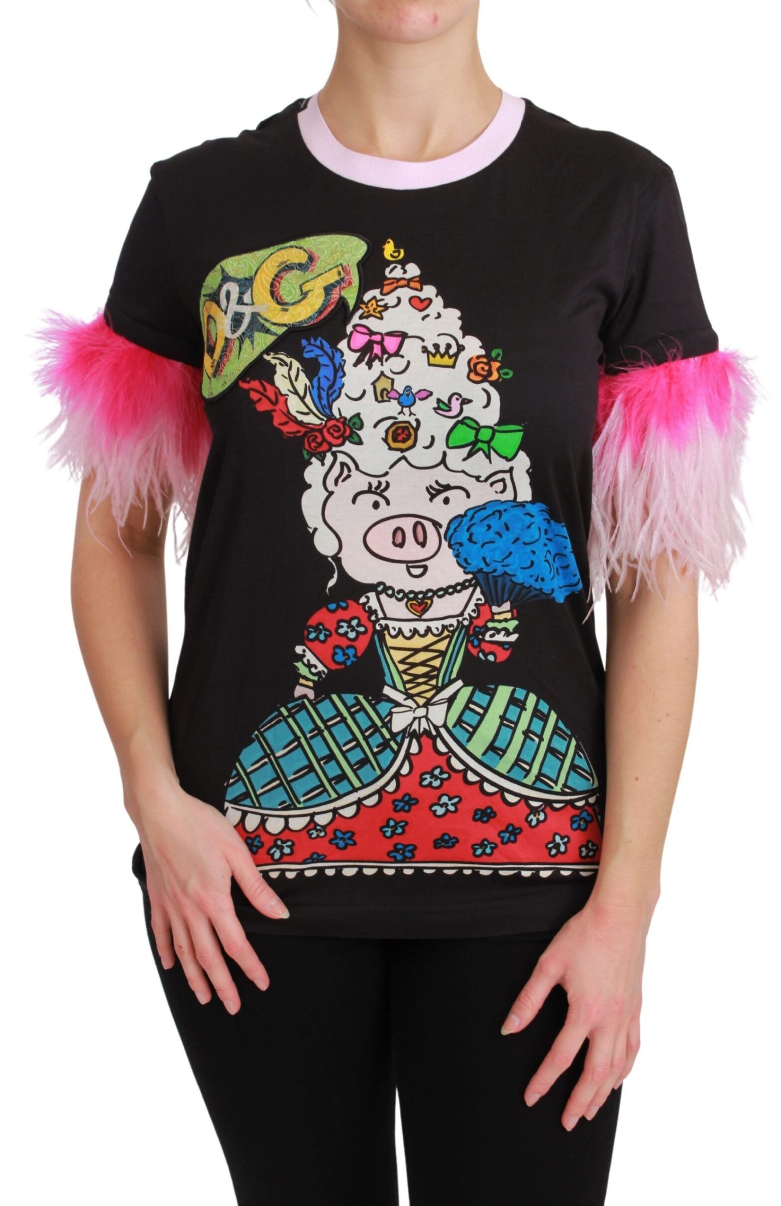 Dolce & Gabbana - Black YEAR OF THE PIG Top Cotton  T-shirt