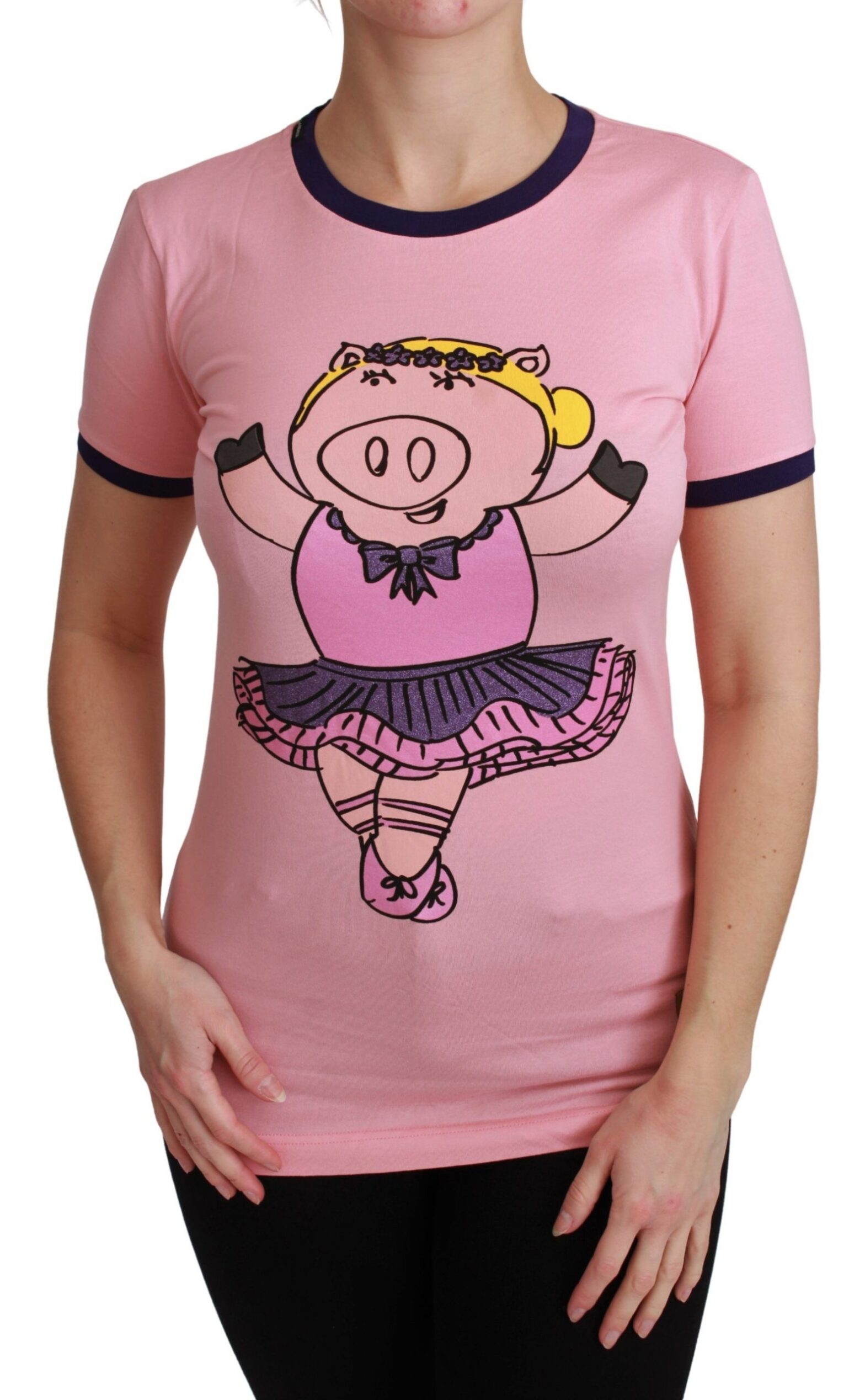Dolce & Gabbana - Pink YEAR OF THE PIG Top Cotton T-shirt