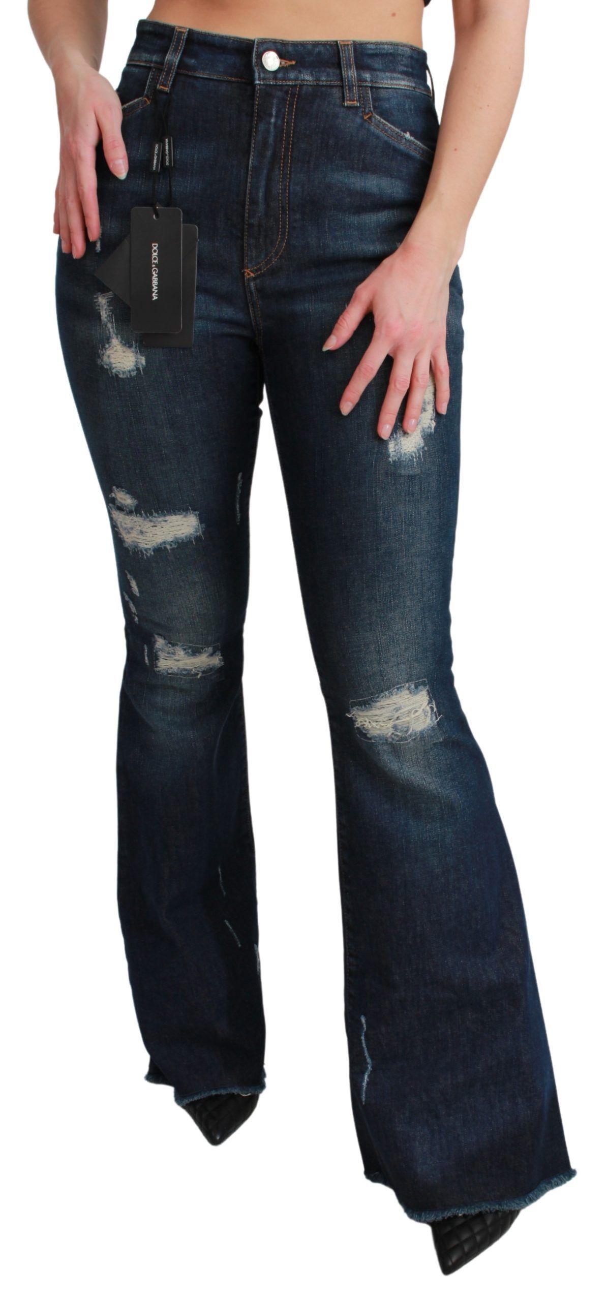 Dolce & Gabbana - Blue Denim Cotton Stretch Flared Jeans
