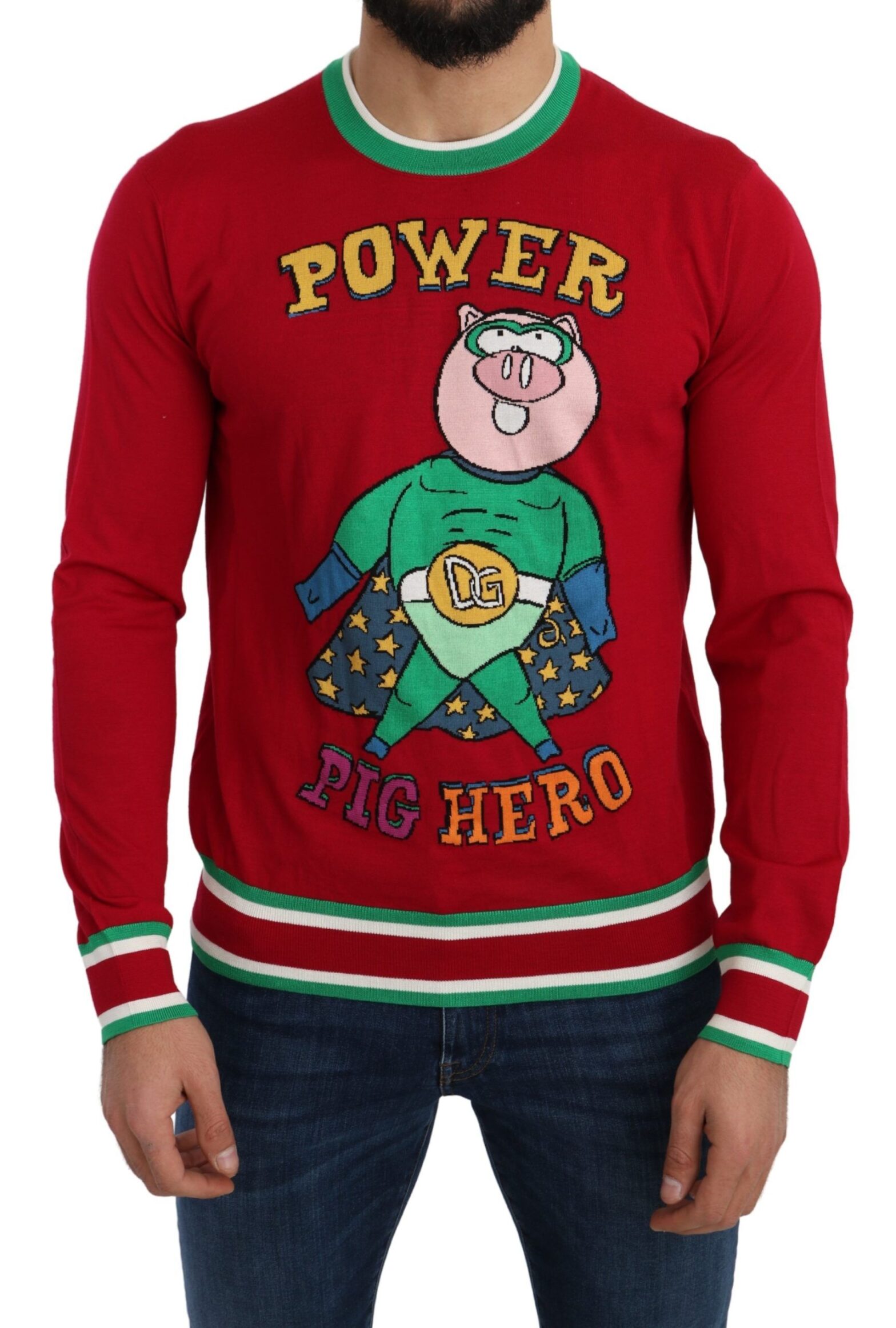 Dolce & Gabbana - Red Wool Silk Pig of the Year Sweater