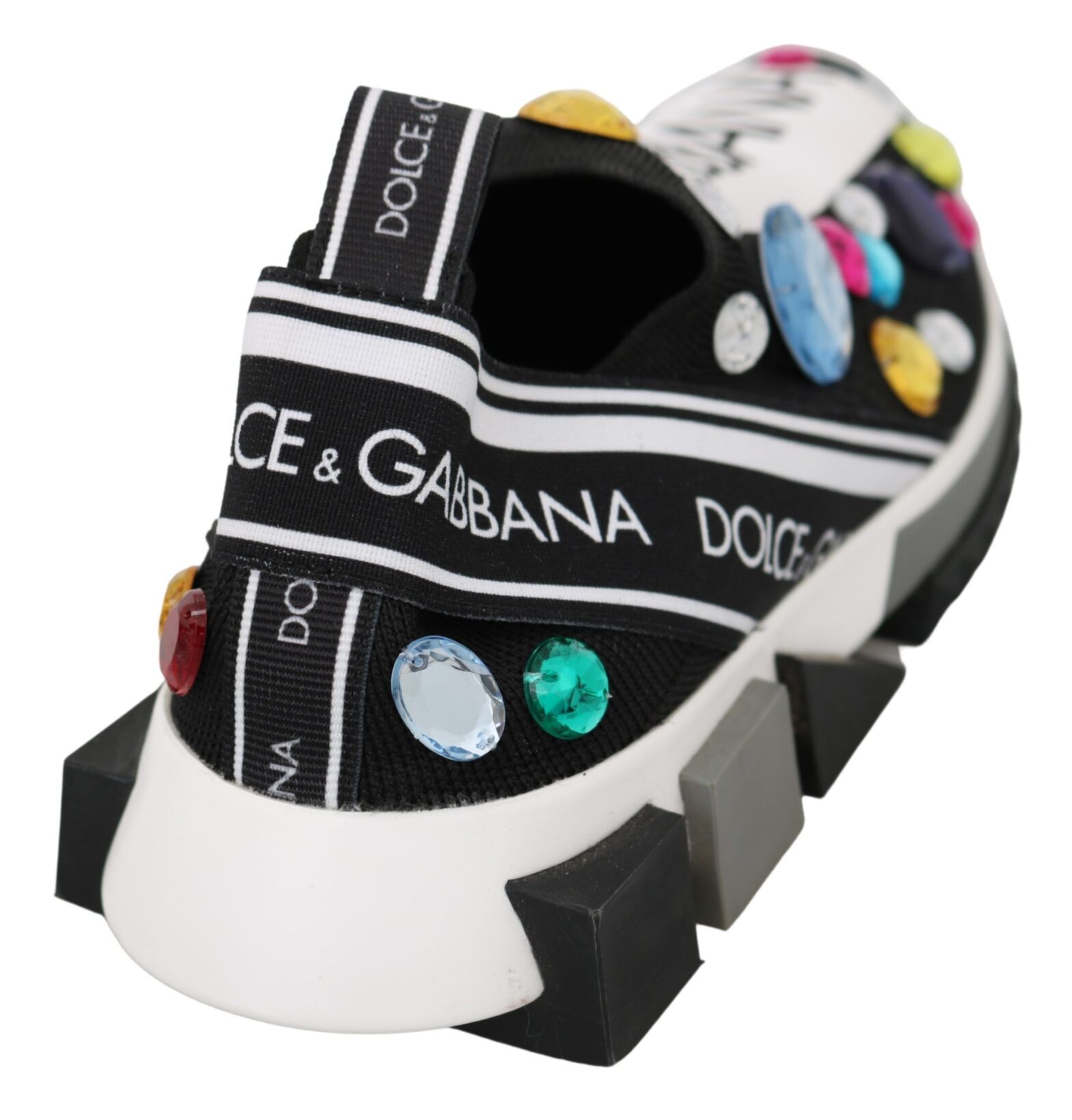 Dolce & Gabbana - Black Multicolor Crystal Sneakers Shoes