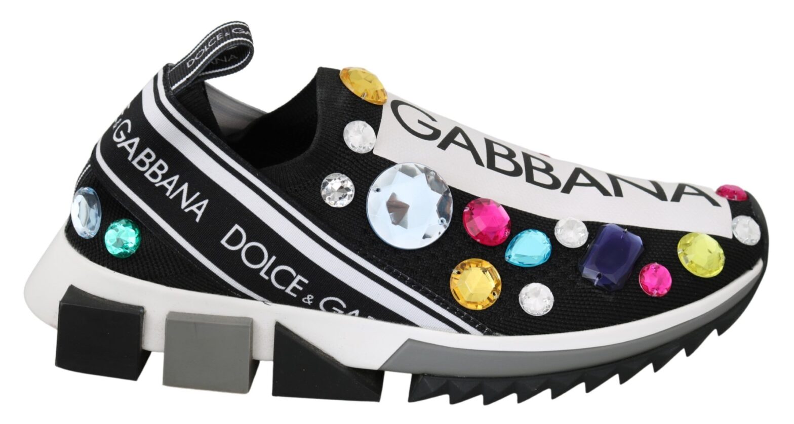 Dolce & Gabbana - Black Multicolor Crystal Sneakers Shoes