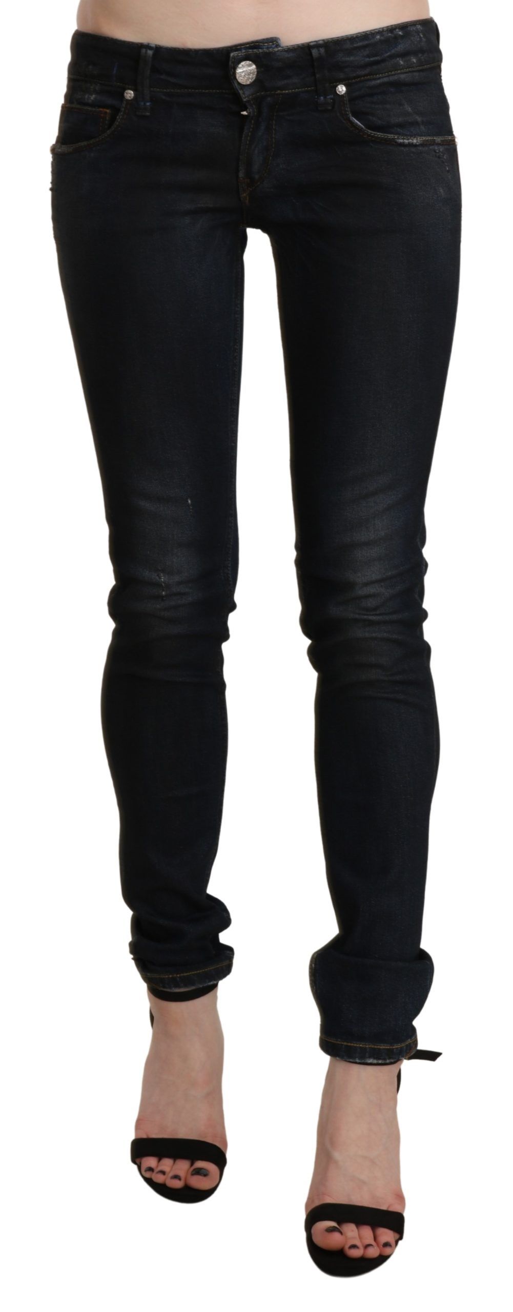 Acht - Black Washed Low Waist Skinny Denim Jeans