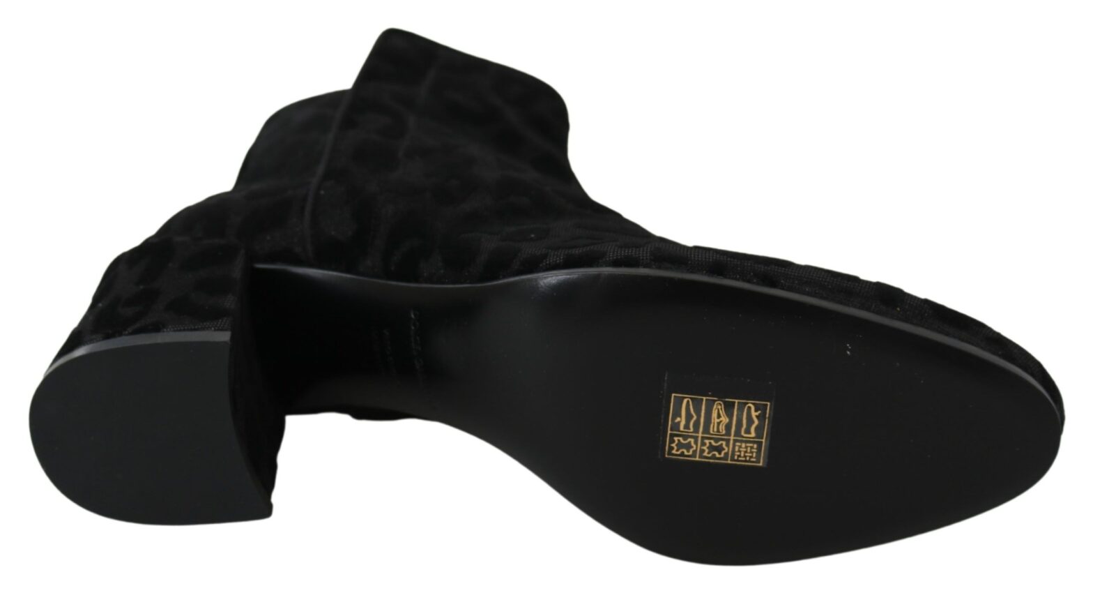 Dolce & Gabbana - Black Leopard Short Boots Zipper Shoes