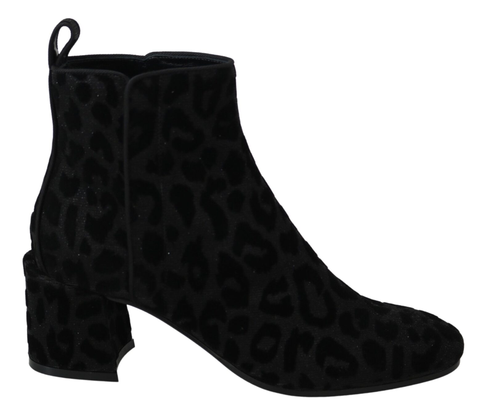 Dolce & Gabbana - Black Leopard Short Boots Zipper Shoes