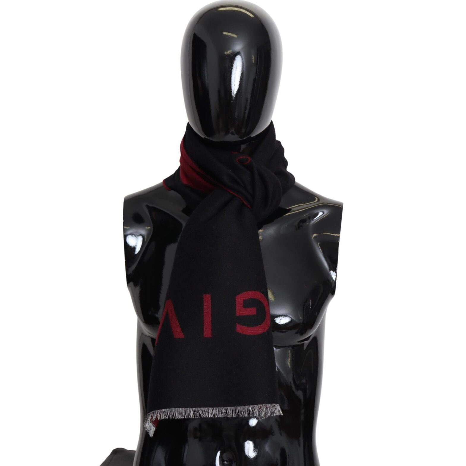 Givenchy - Black Red Wool Unisex Winter Warm Wrap Scarf Shawl