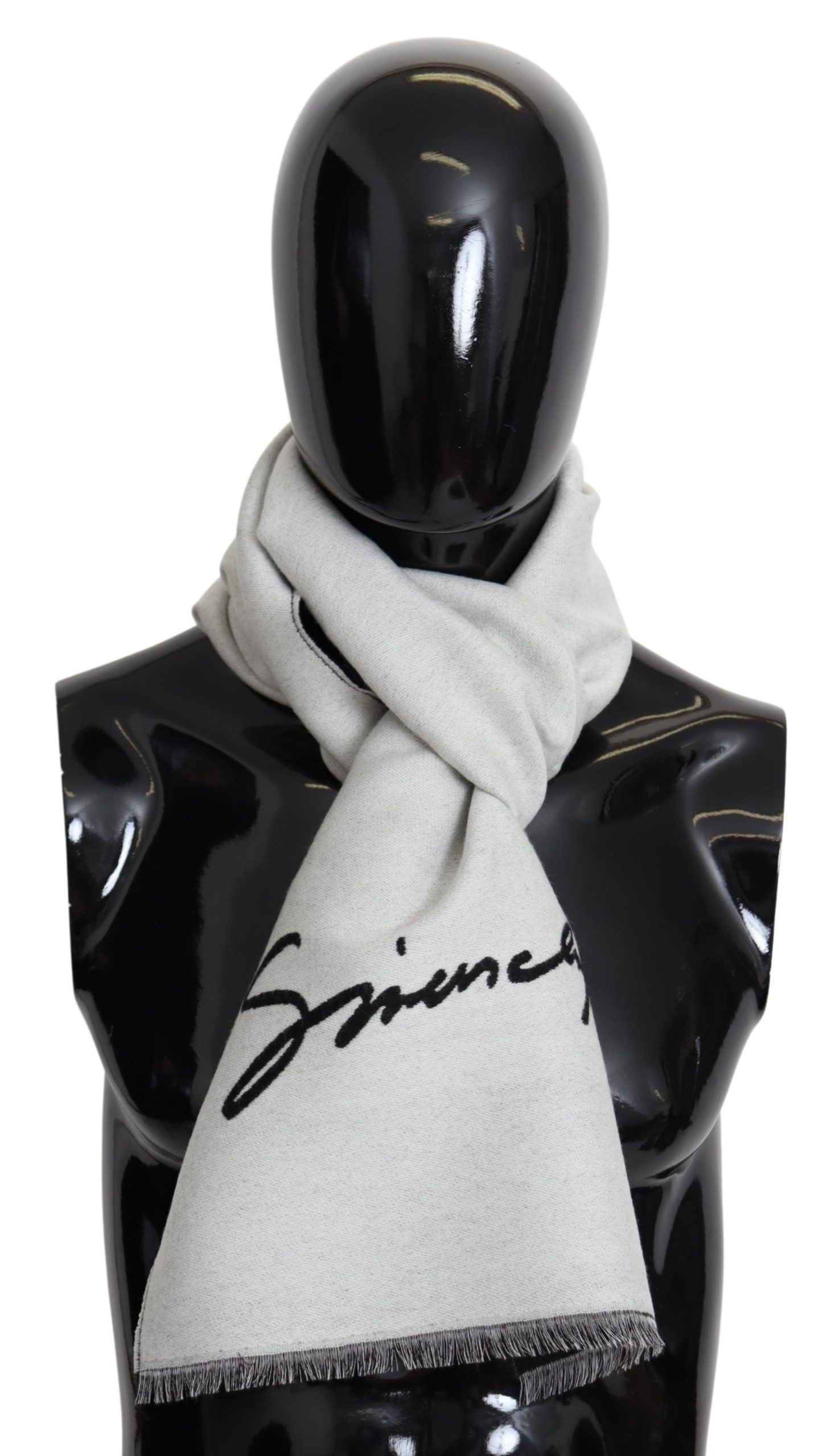 Givenchy - Black White Wool Unisex Winter Warm Scarf Wrap Shawl
