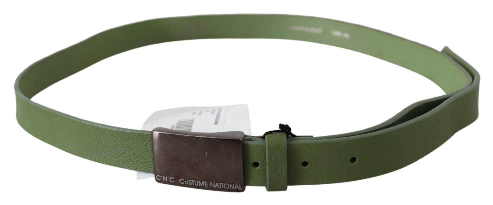 Costume National - Green Leather Silver Buckle Waist Men Belt