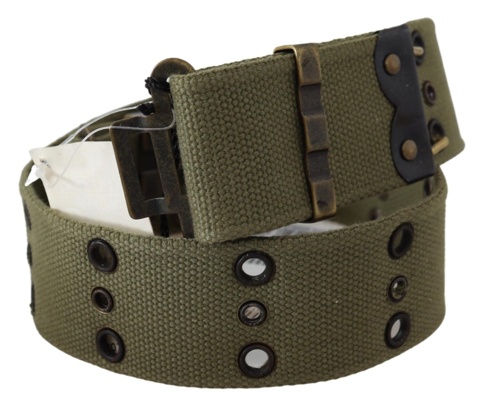 Ermanno Scervino - Green 100% Cotton Rustic Bronze Buckle Belt