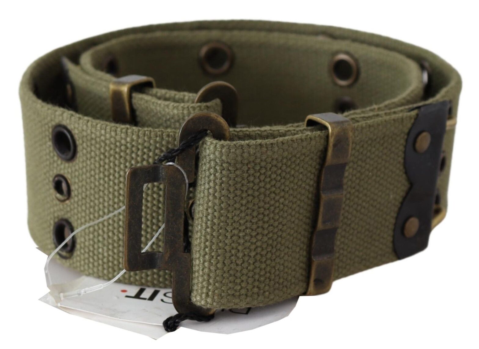 Ermanno Scervino - Green 100% Cotton Rustic Bronze Buckle Belt