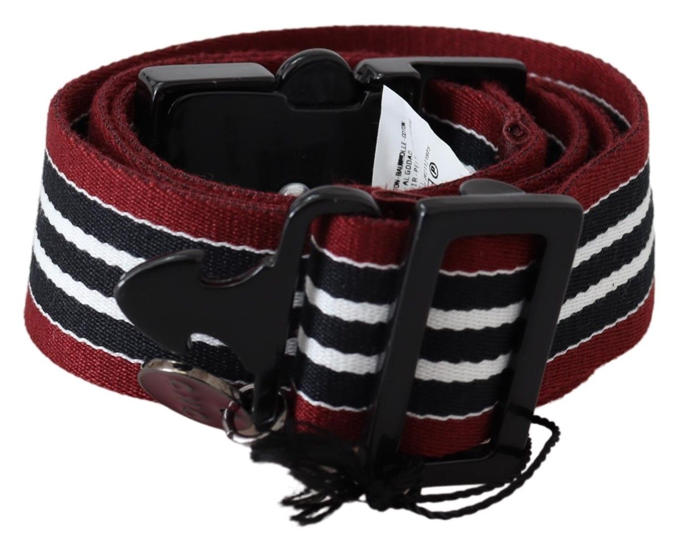 Costume National - Maroon Black Stripe Silver Black Buckle Belt