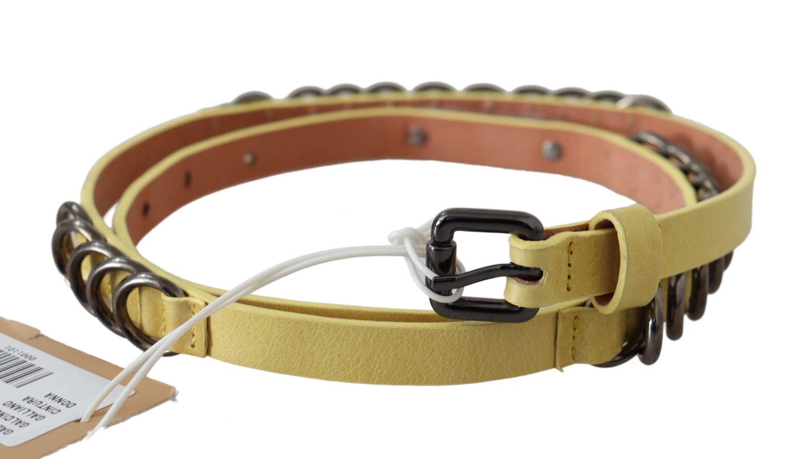 John Galliano - Yellow Leather Luxury Slim Buckle Fancy Belt