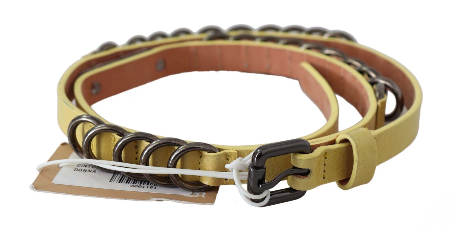 John Galliano - Yellow Leather Luxury Slim Buckle Fancy Belt