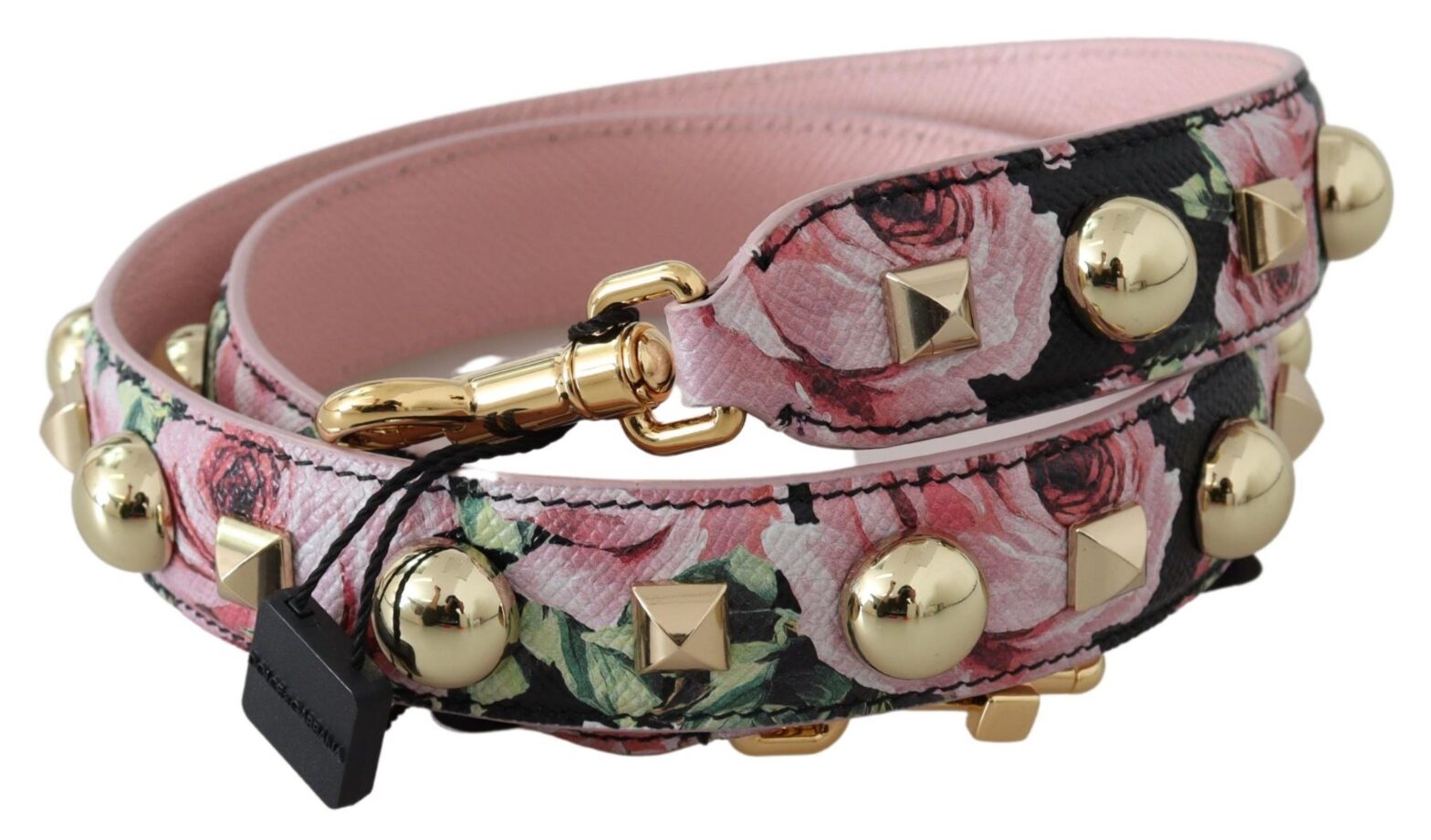 Dolce & Gabbana - Pink Floral Gold Studs Bag Accessory Shoulder Strap