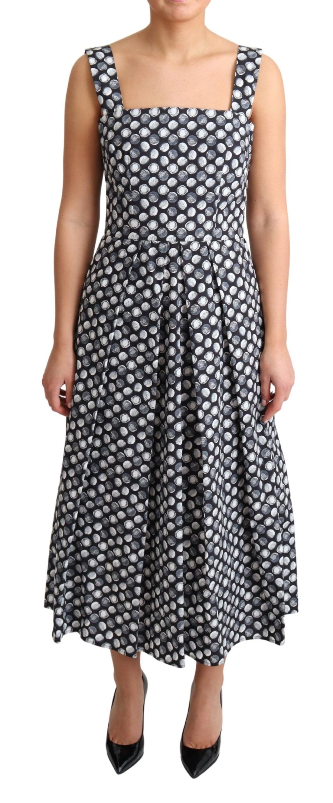 Dolce & Gabbana - Blue Geometric Cotton A-Line Gown Dress