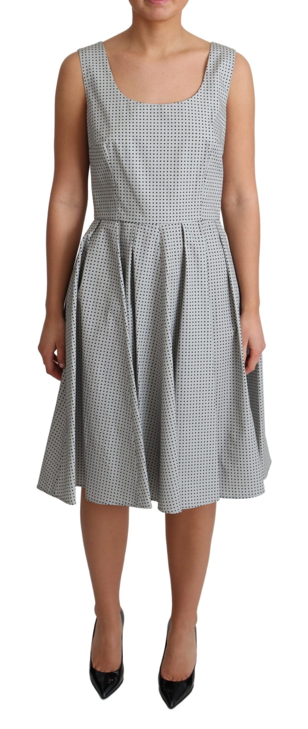 Dolce & Gabbana - Gray Polka Dotted Cotton A-Line Dress