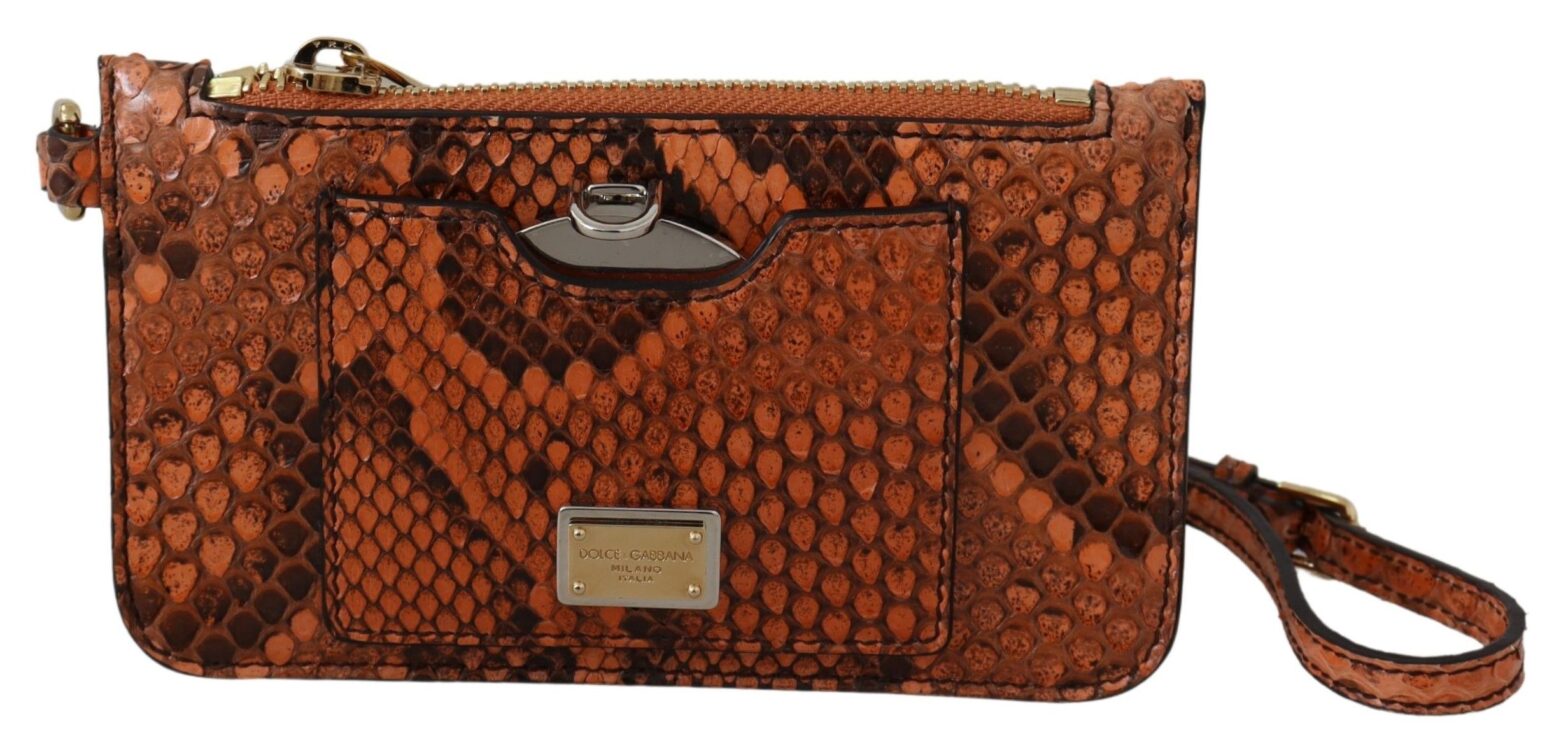 Dolce & Gabbana - Brown Leather Coin Purse Wristlet Mirror AGNESE Wallet