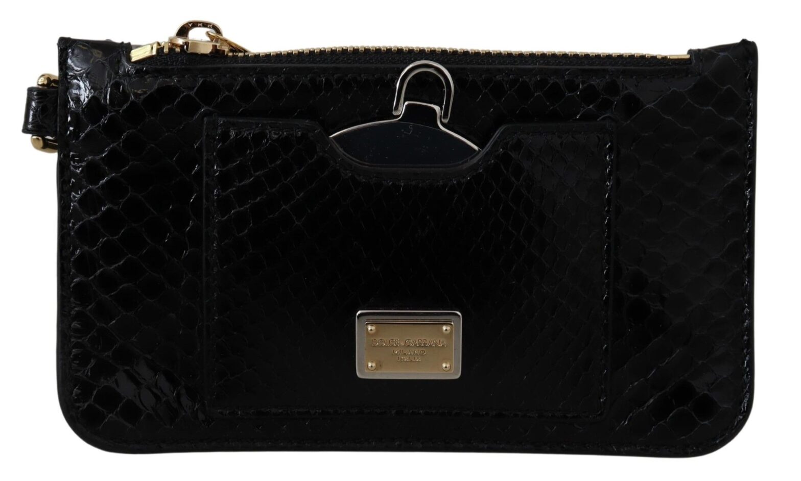 Dolce & Gabbana - Black Leather Coin Purse Wristlet Mirror Agnese Wallet