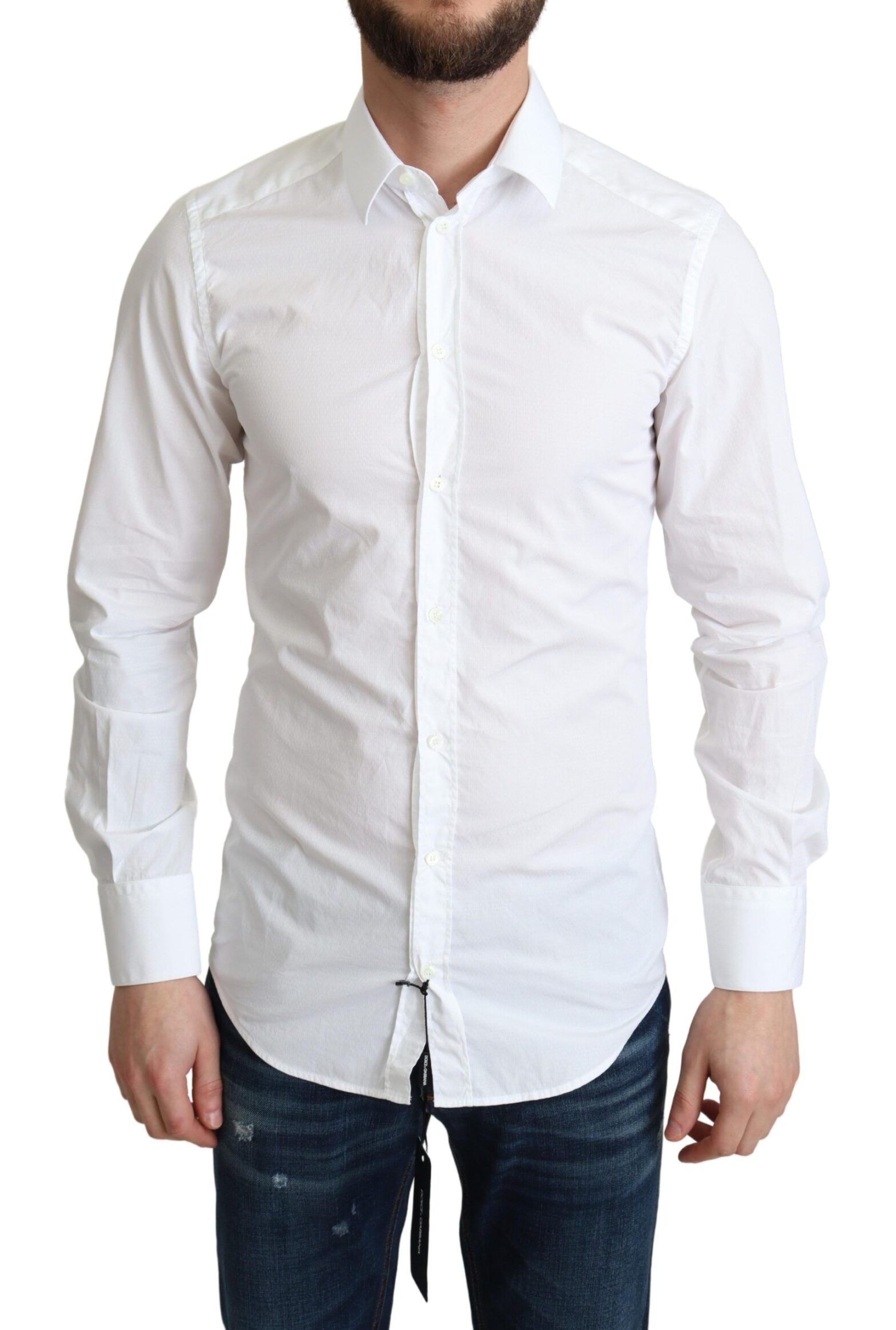 Dolce & Gabbana - White Cotton Long Sleeves Men Formal Shirt