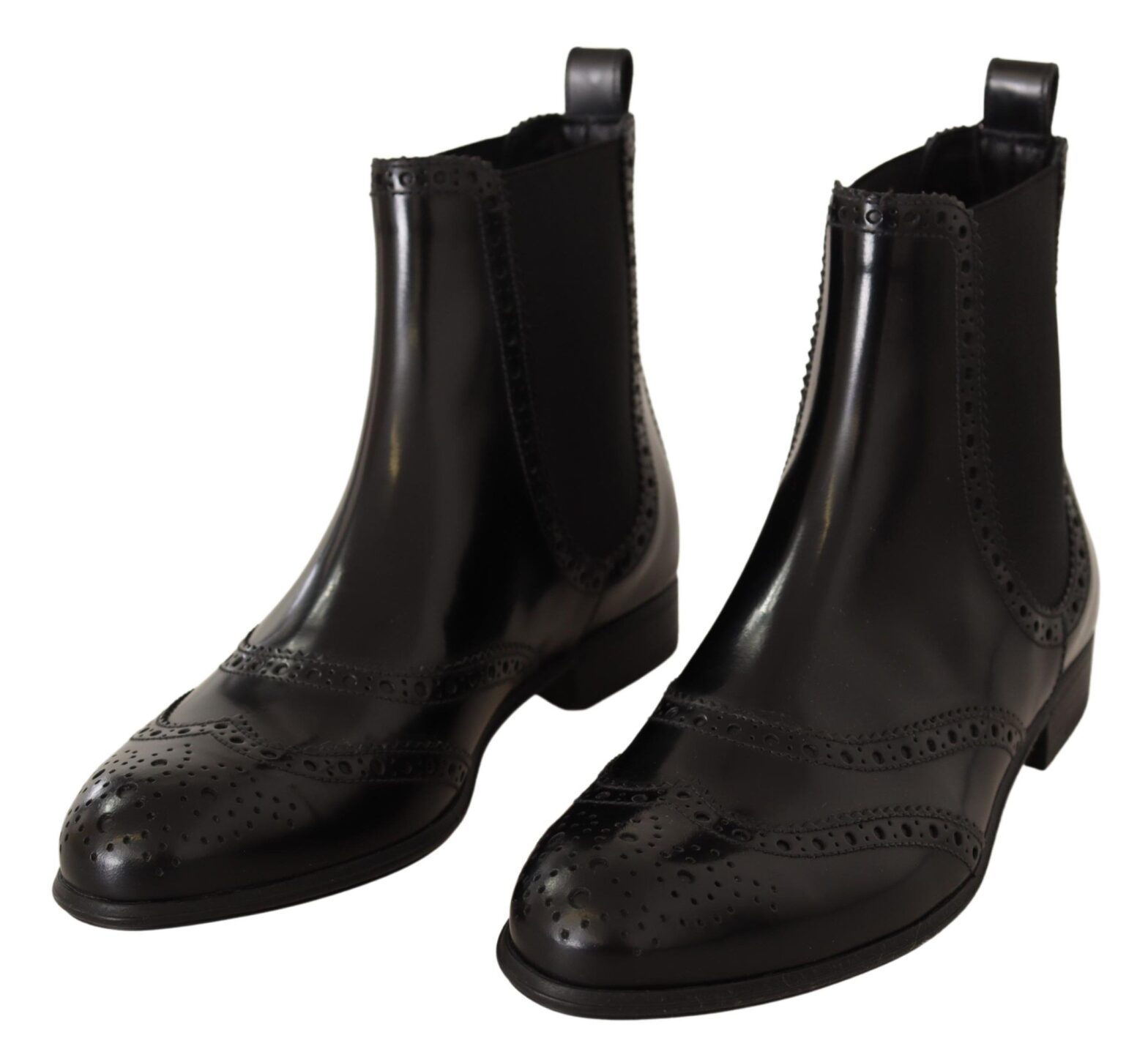 Dolce & Gabbana - Black Leather Ankle High Flat Boots Shoes