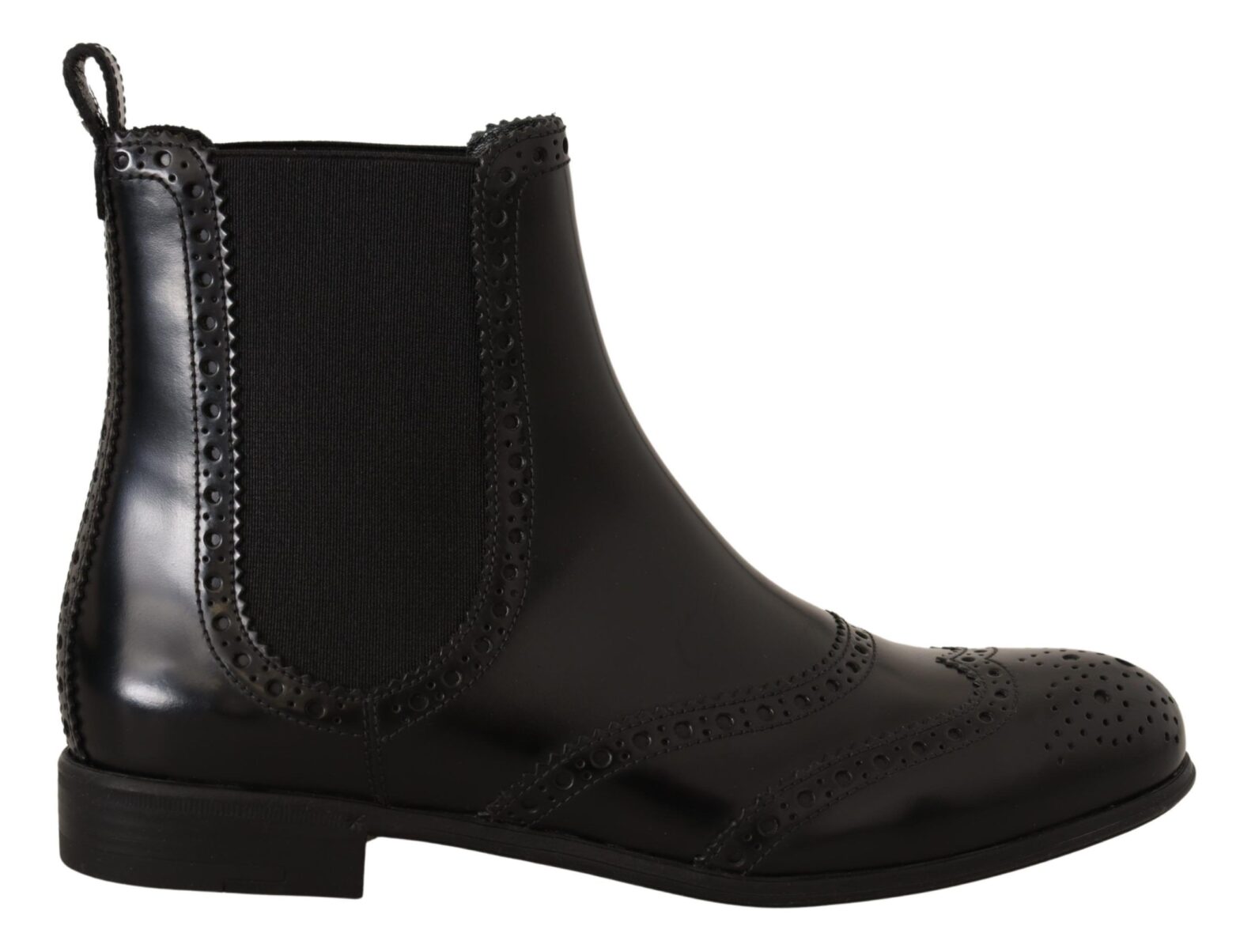Dolce & Gabbana - Black Leather Ankle High Flat Boots Shoes
