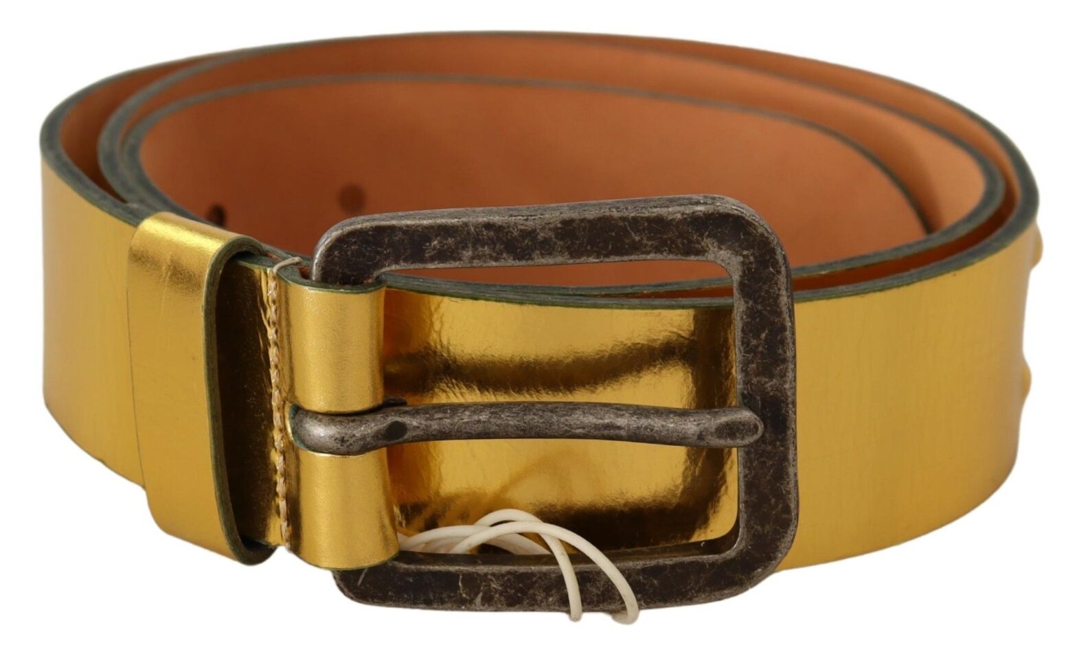 John Galliano - Gold Genuine Leather Rustic Silver Buckle Waist Belt