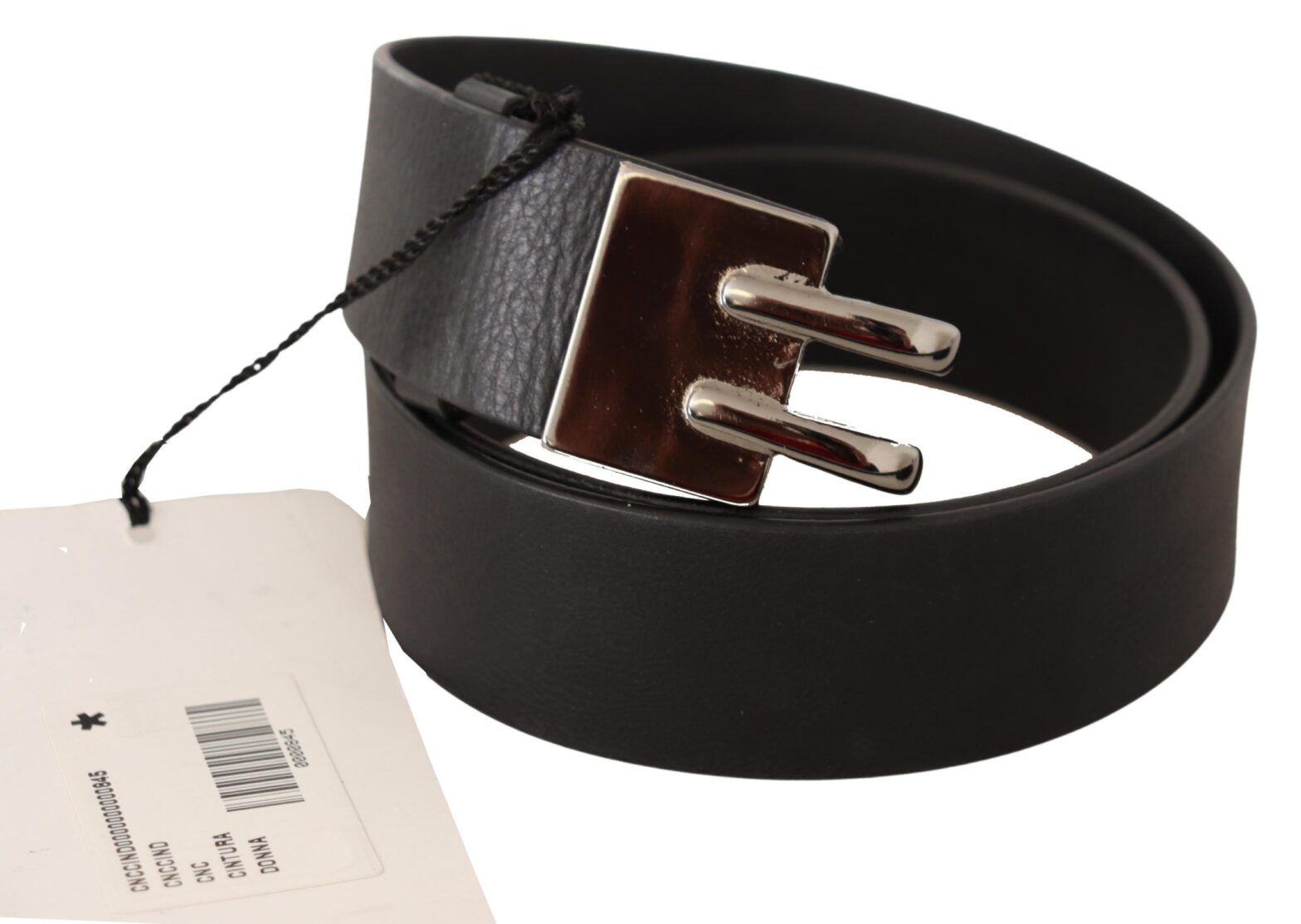 Costume National - Black Leather Silver Buckle Waist Belt