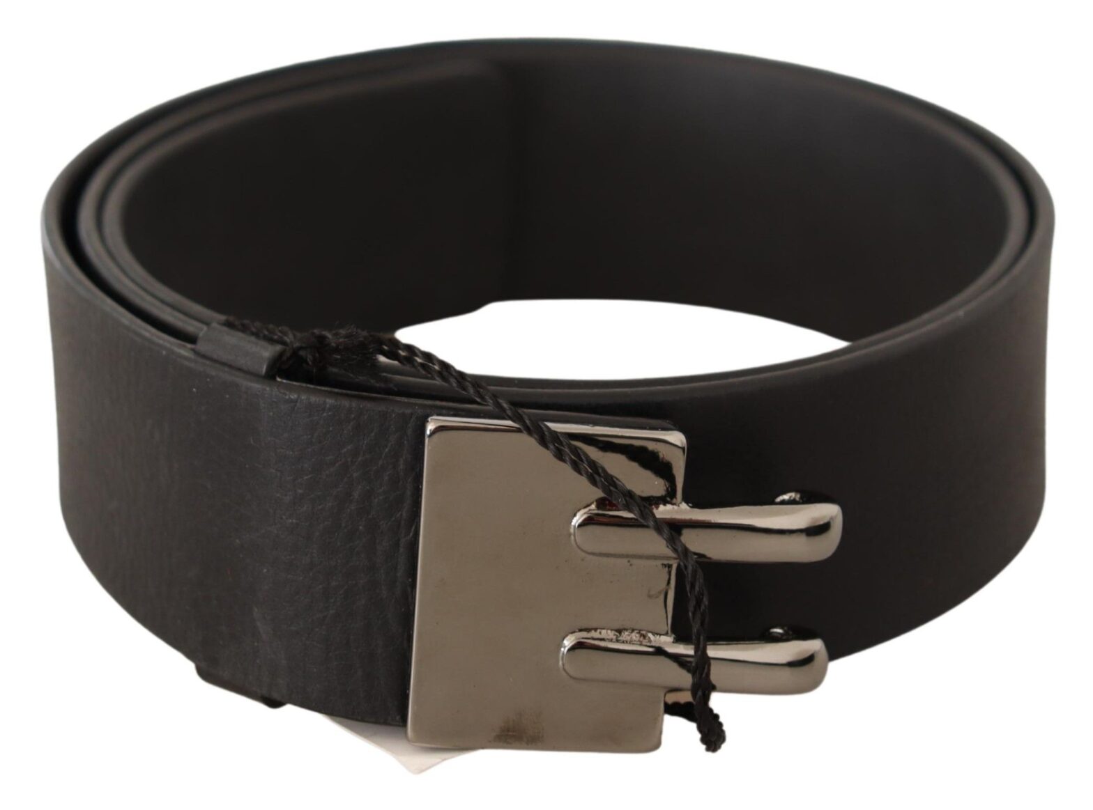 Costume National - Black Leather Silver Buckle Waist Belt