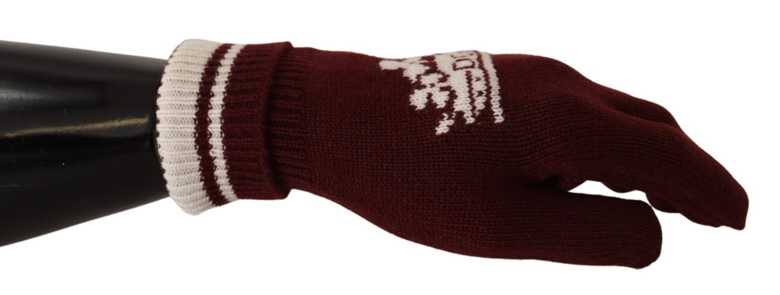 Dolce & Gabbana - Red White D&G Logo Crown Cashmere Gloves