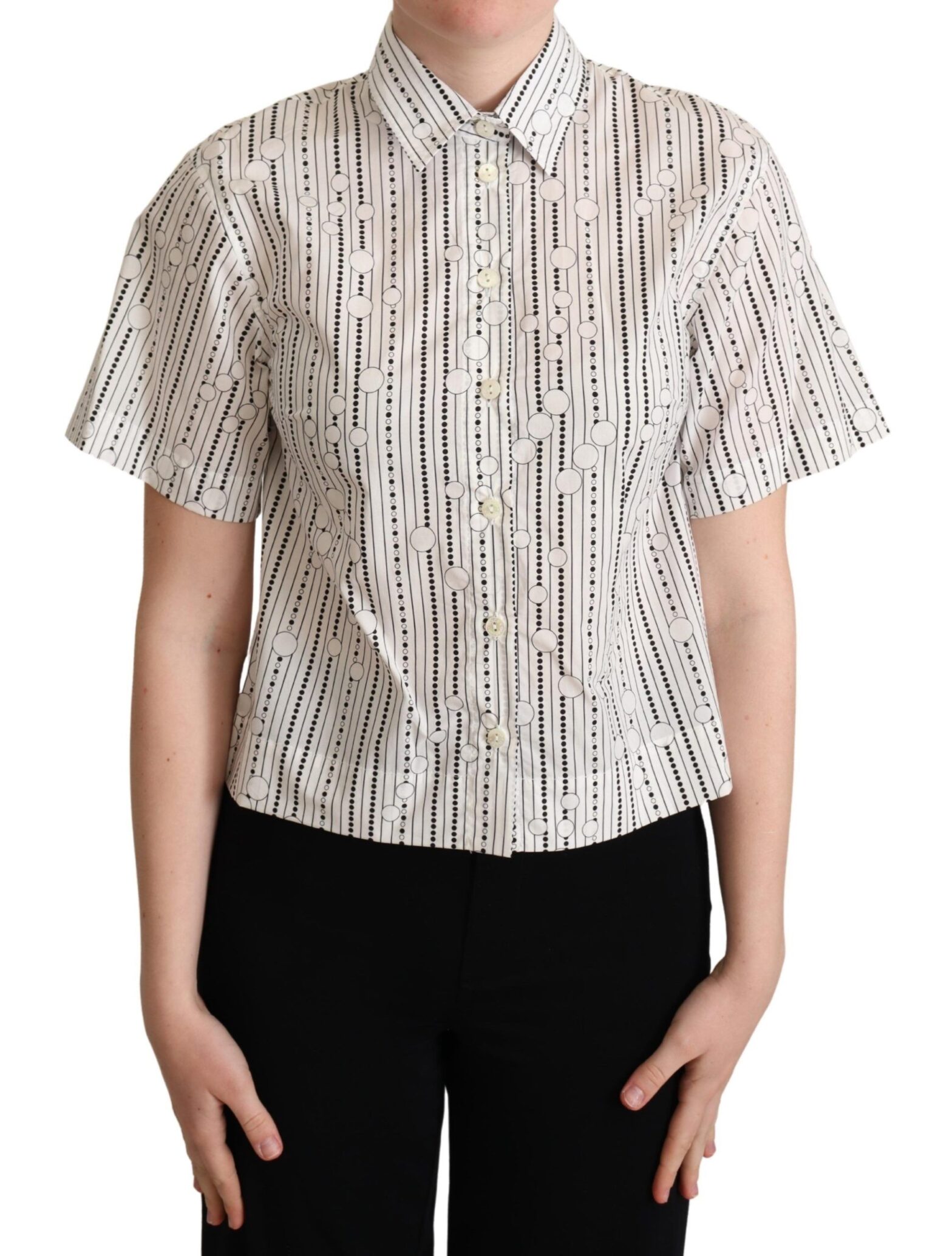 Dolce & Gabbana - White Circles Dots Collared Button Up Shirt