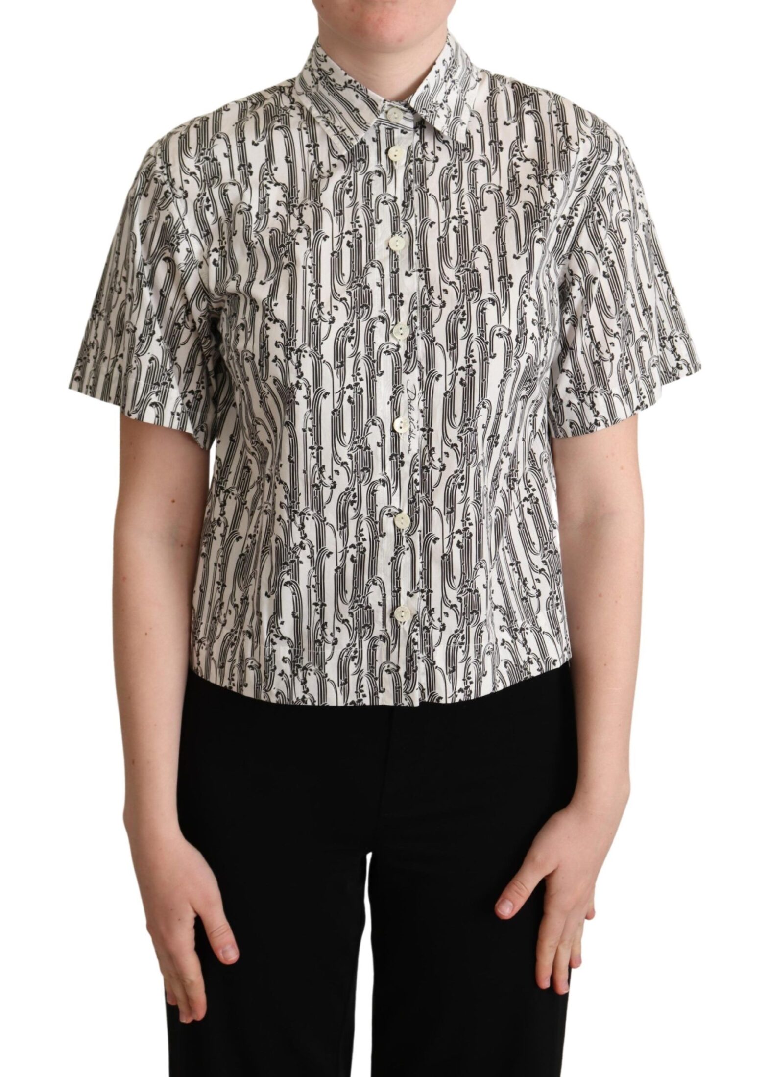 Dolce & Gabbana - White Floral Collared Blouse Shirt