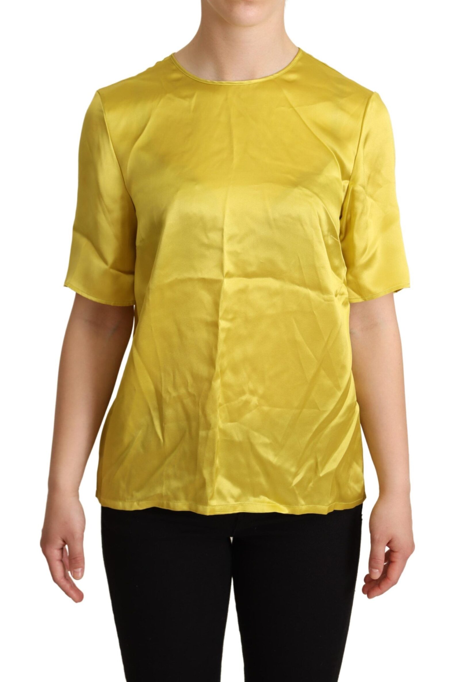 Dolce & Gabbana - Yellow Silk Short Sleeve Blouse T-shirt