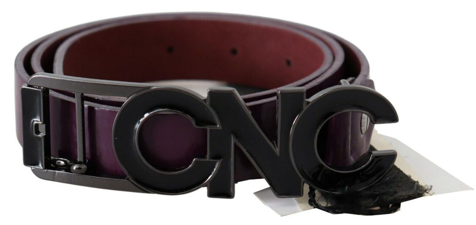 Costume National - Brown Leather Large Logo Letter Buckle Belt