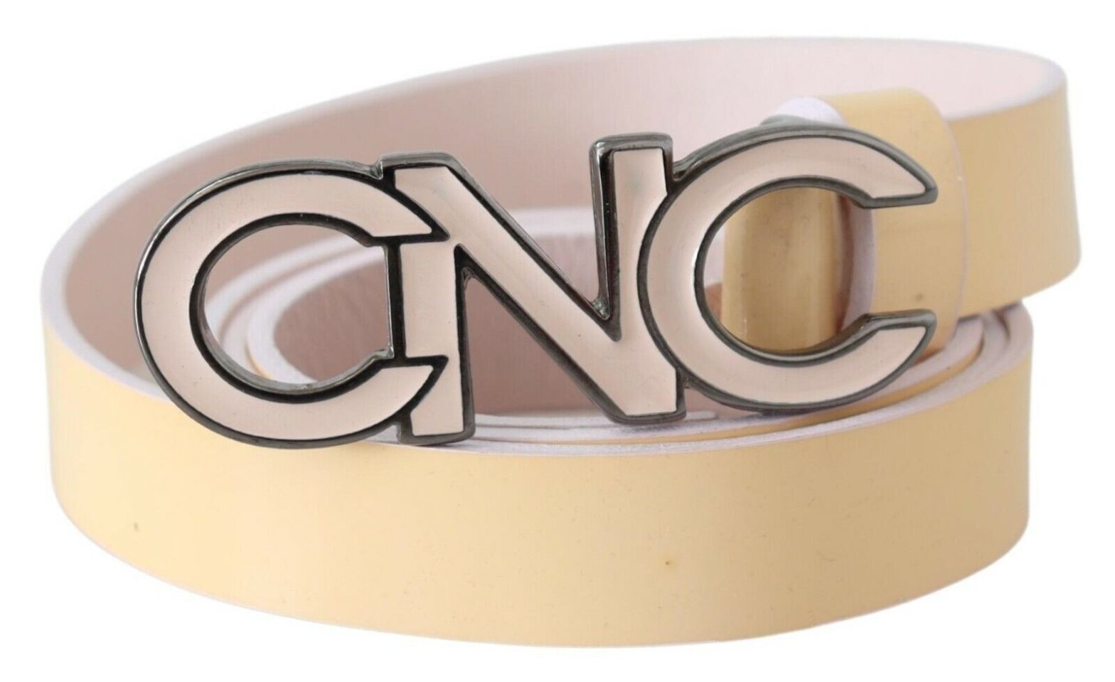 Costume National - Beige Leather Pink Letter Logo Belt