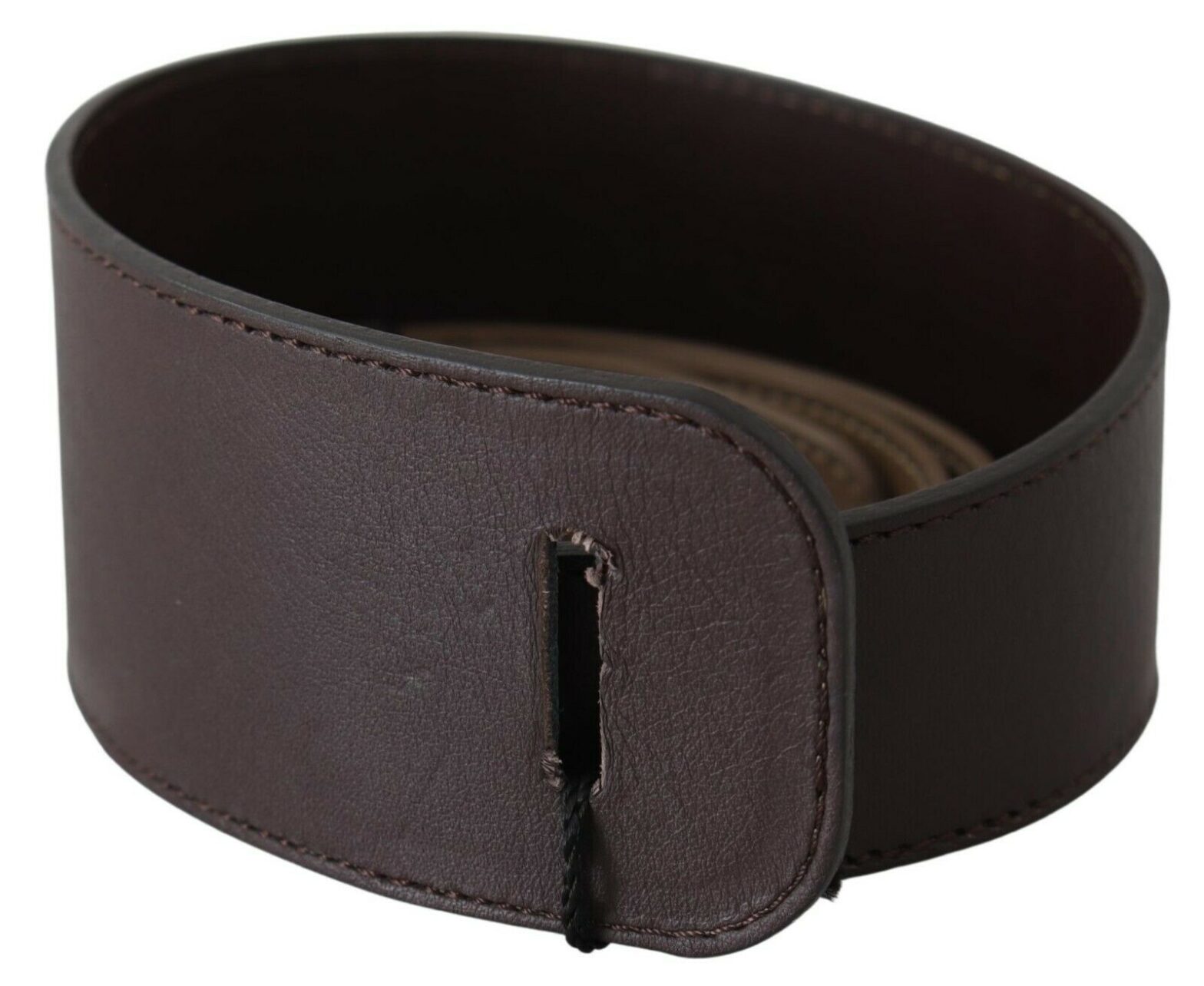 GF Ferre - Brown Genuine Leather Logo Wide Waist Belt