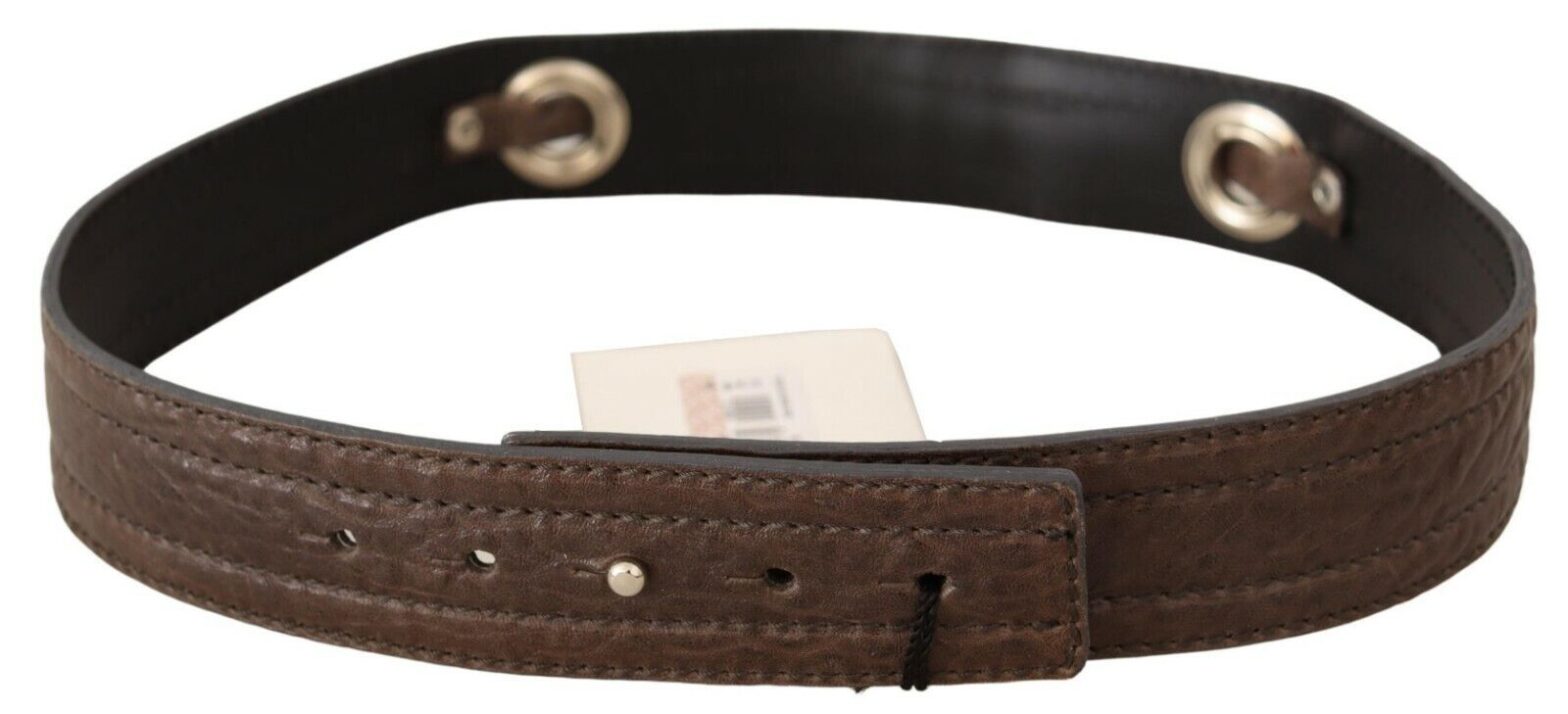 Costume National - Brown Leather Silver Fastening Belt