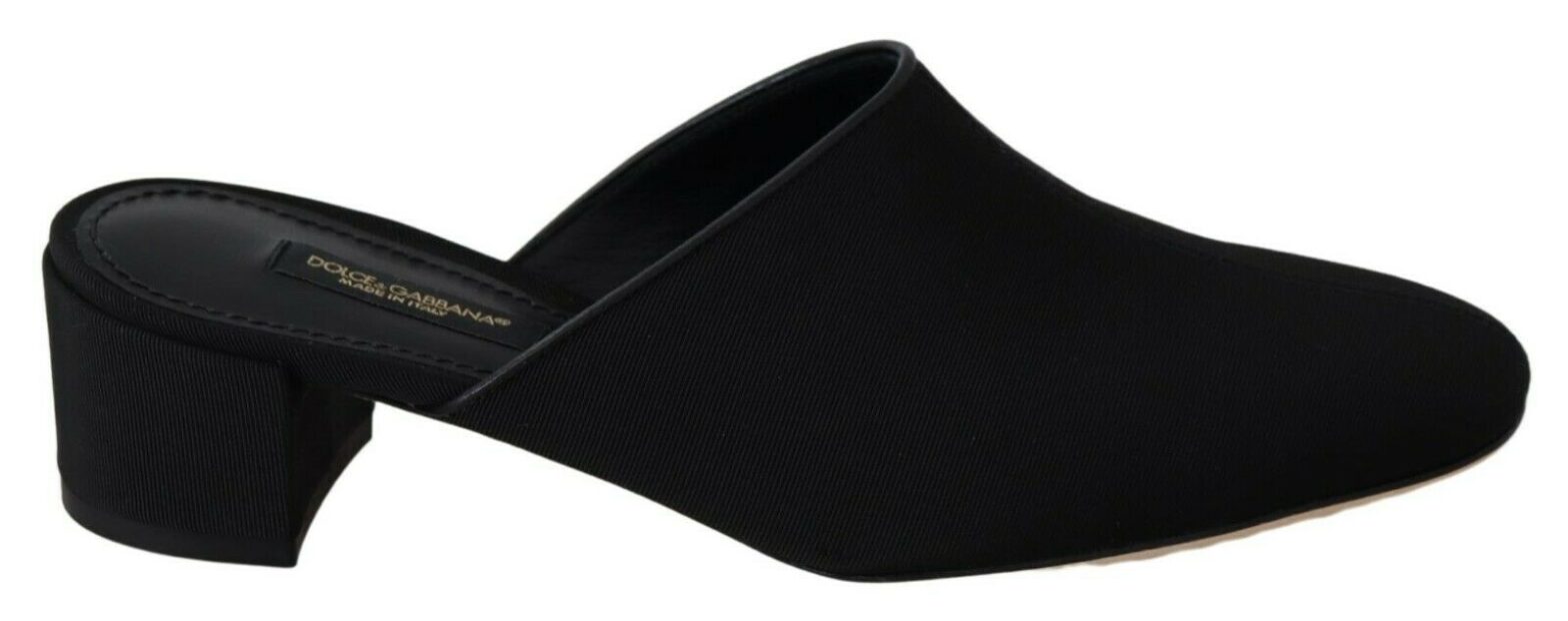 Dolce & Gabbana - Black Grosgrain Slides Sandals Women Shoes