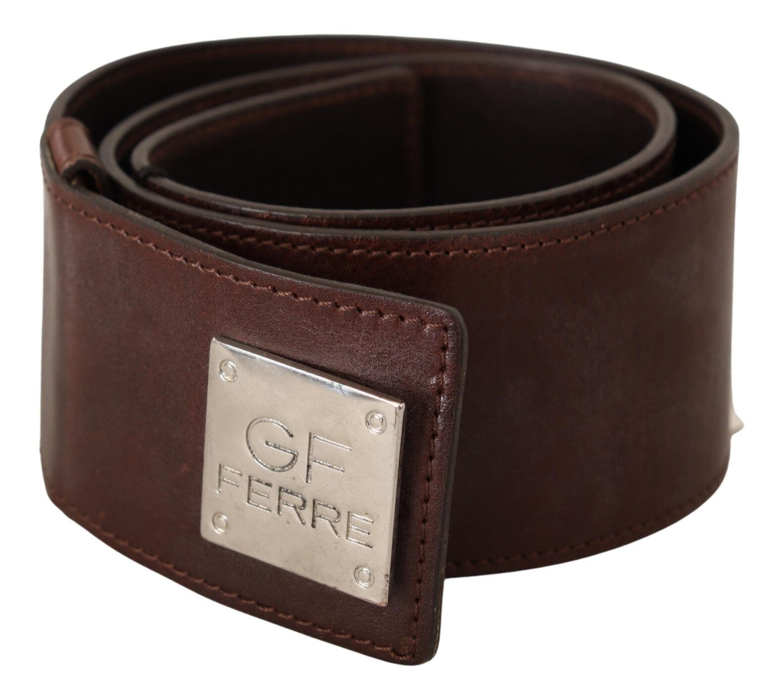 Costume National - Belt Black Leather Silver Buckle Waist Belt