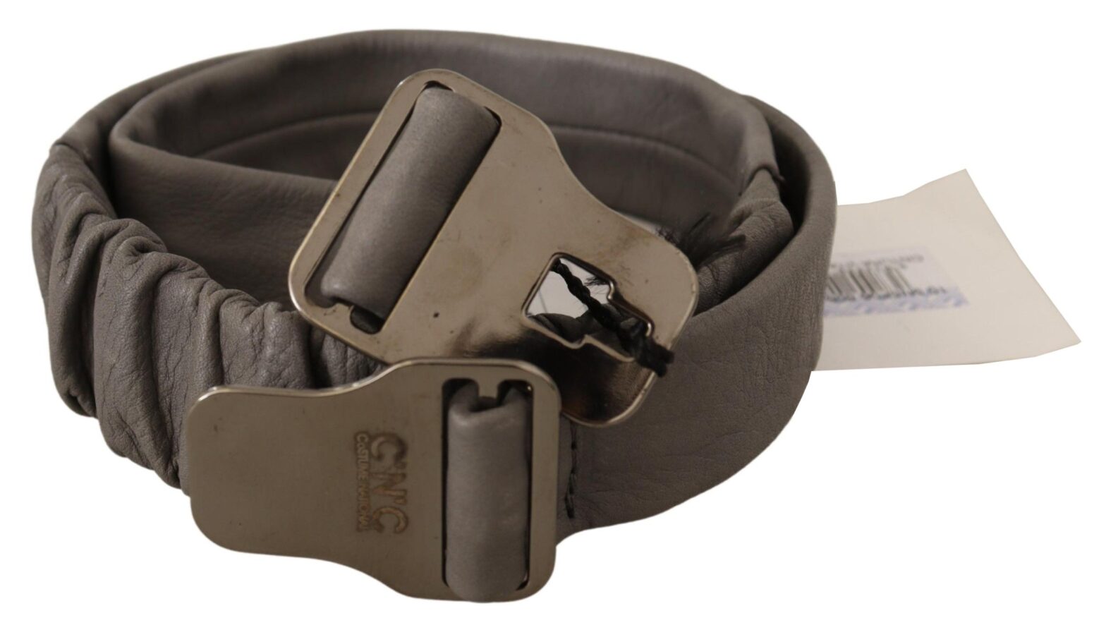 Costume National - Gray Leather Silver Buckle Waist Belt