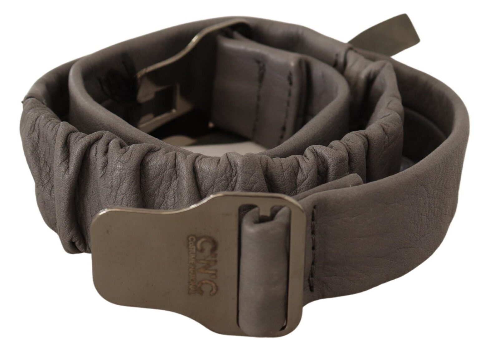 Costume National - Gray Leather Silver Buckle Waist Belt