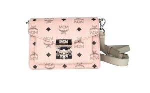 Signature Soft Pink Diamond Logo Leather Mini Flap Lock Crossbody Handbag